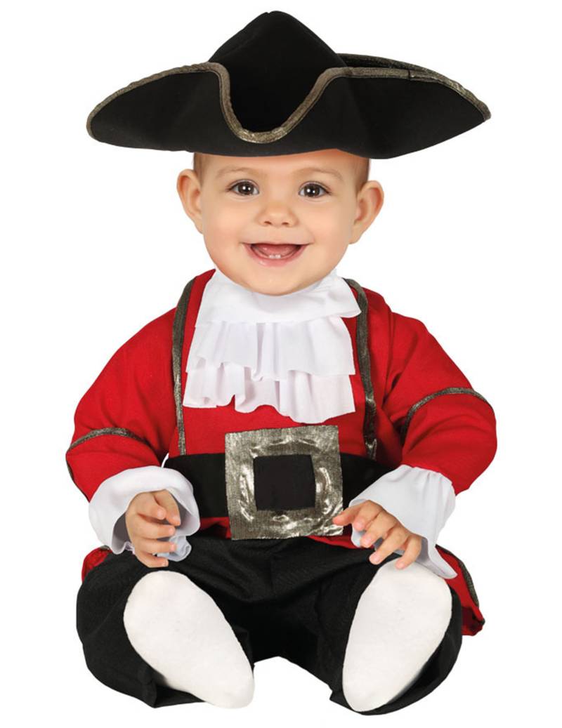 Kleiner Piraten-Kapitän Seeräuber-Kostüm für Kleinkinder rot-schwarz-weiss von FIESTAS GUIRCA, S.L.