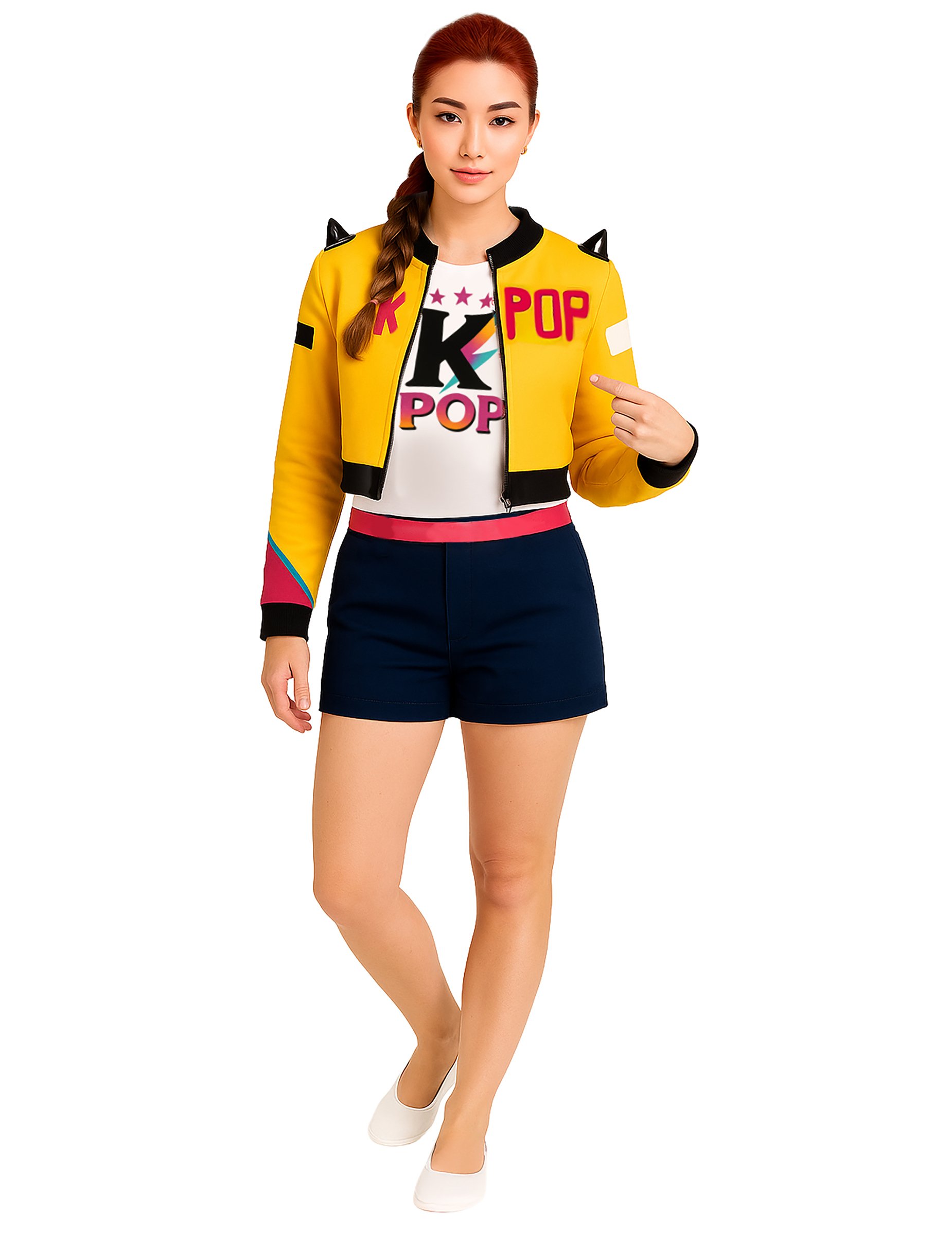 Kpop Sängerin Kostüm für Damen gelb-blau von FIESTAS GUIRCA, S.L.