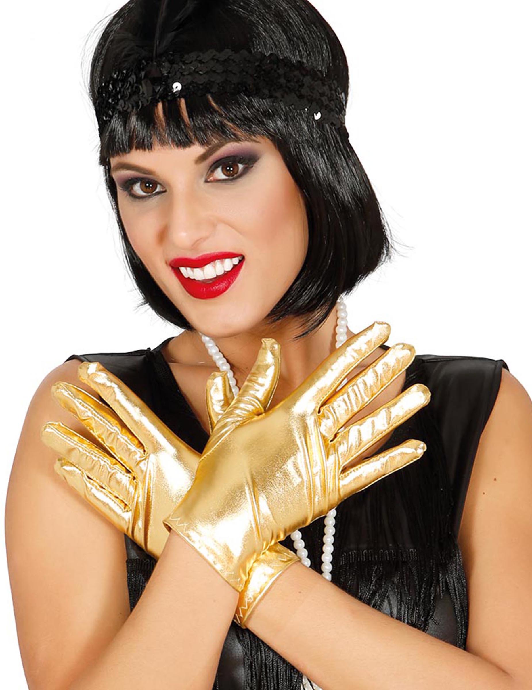 Kurze Handschuhe für Damen im Metallic-Look gold von FIESTAS GUIRCA, S.L.