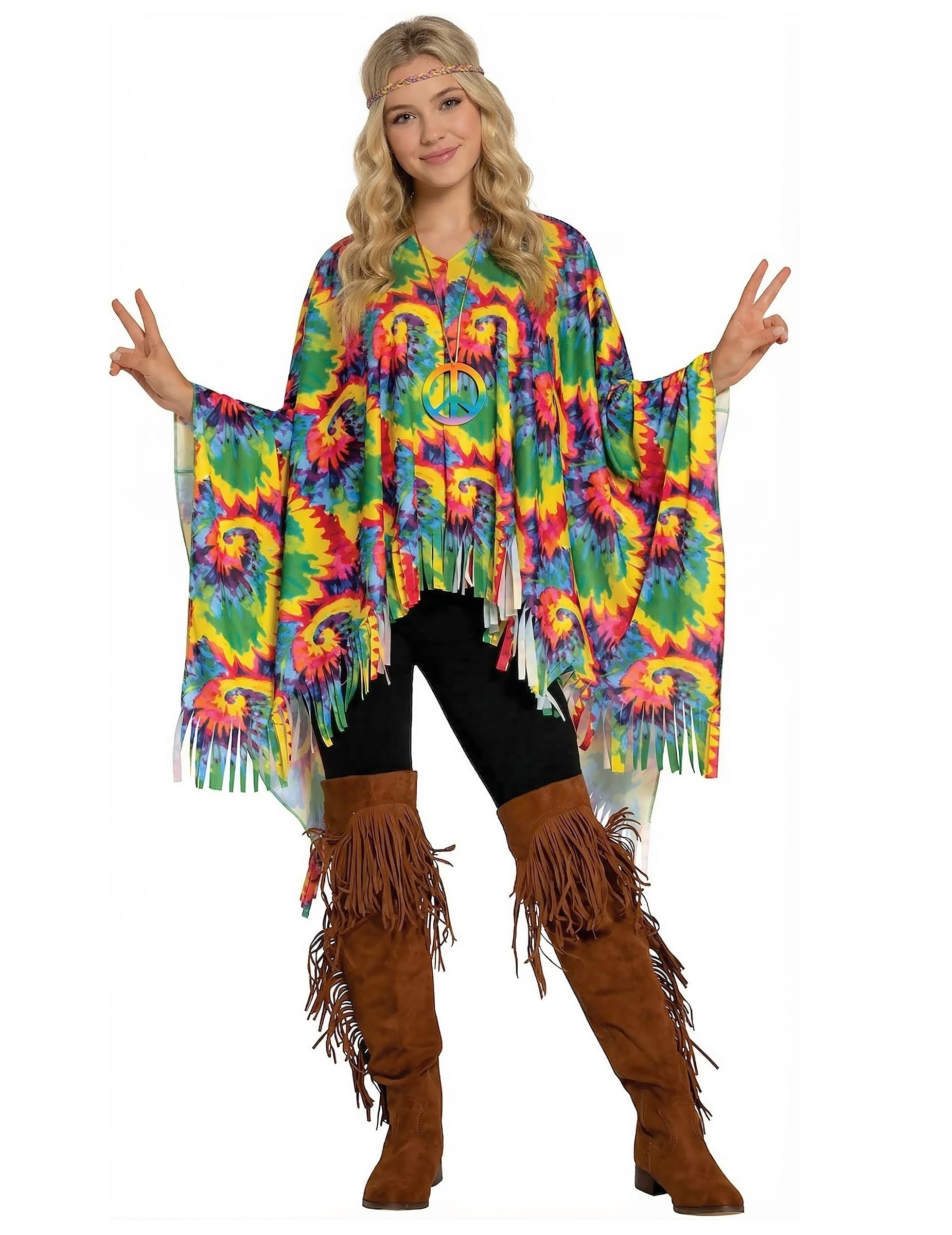 Mehrfarbiger Tie-Dye Poncho für Erwachsene von FIESTAS GUIRCA, S.L.