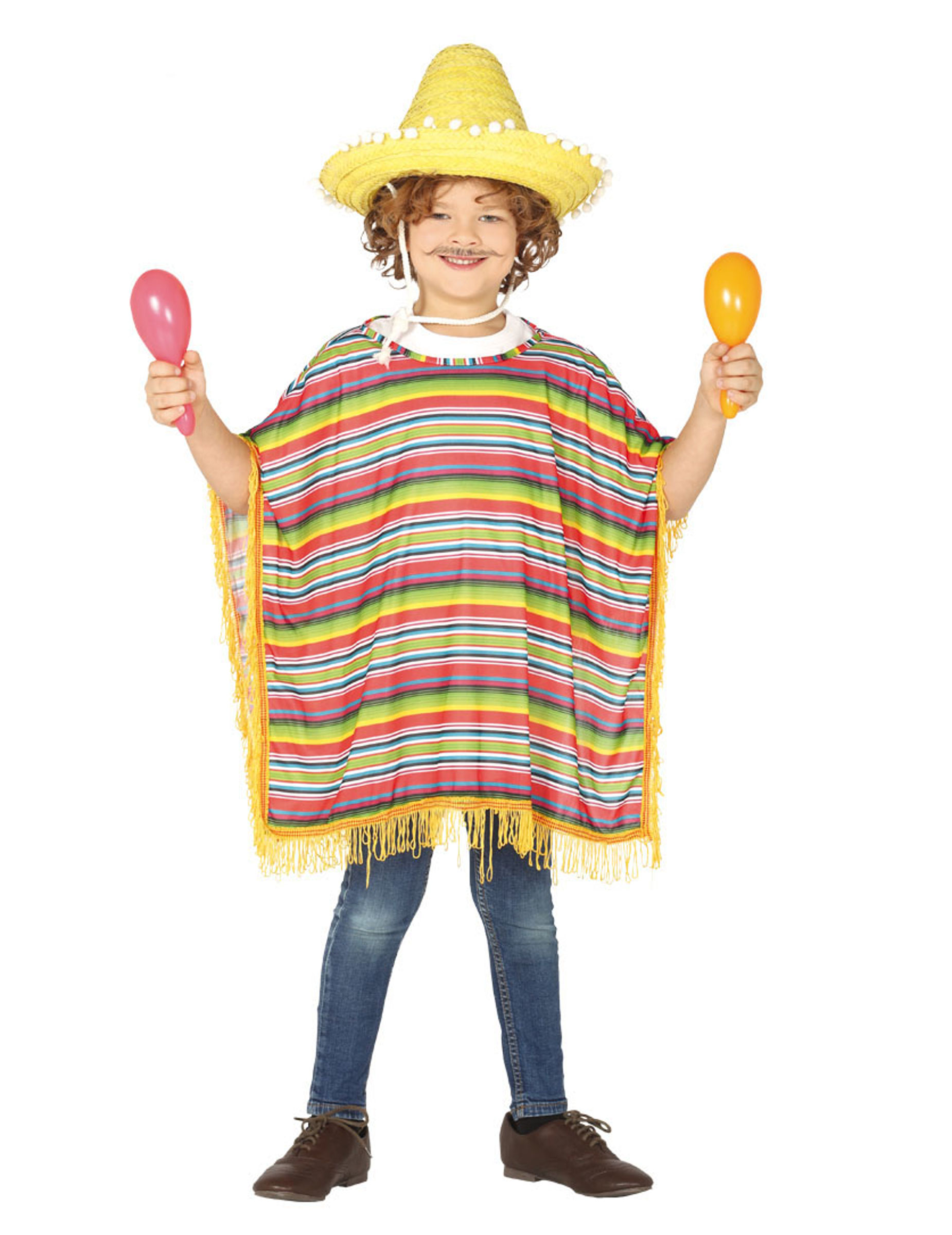 Mexikanischer Kinder-Poncho Kinder-Kostüm bunt von FIESTAS GUIRCA, S.L.