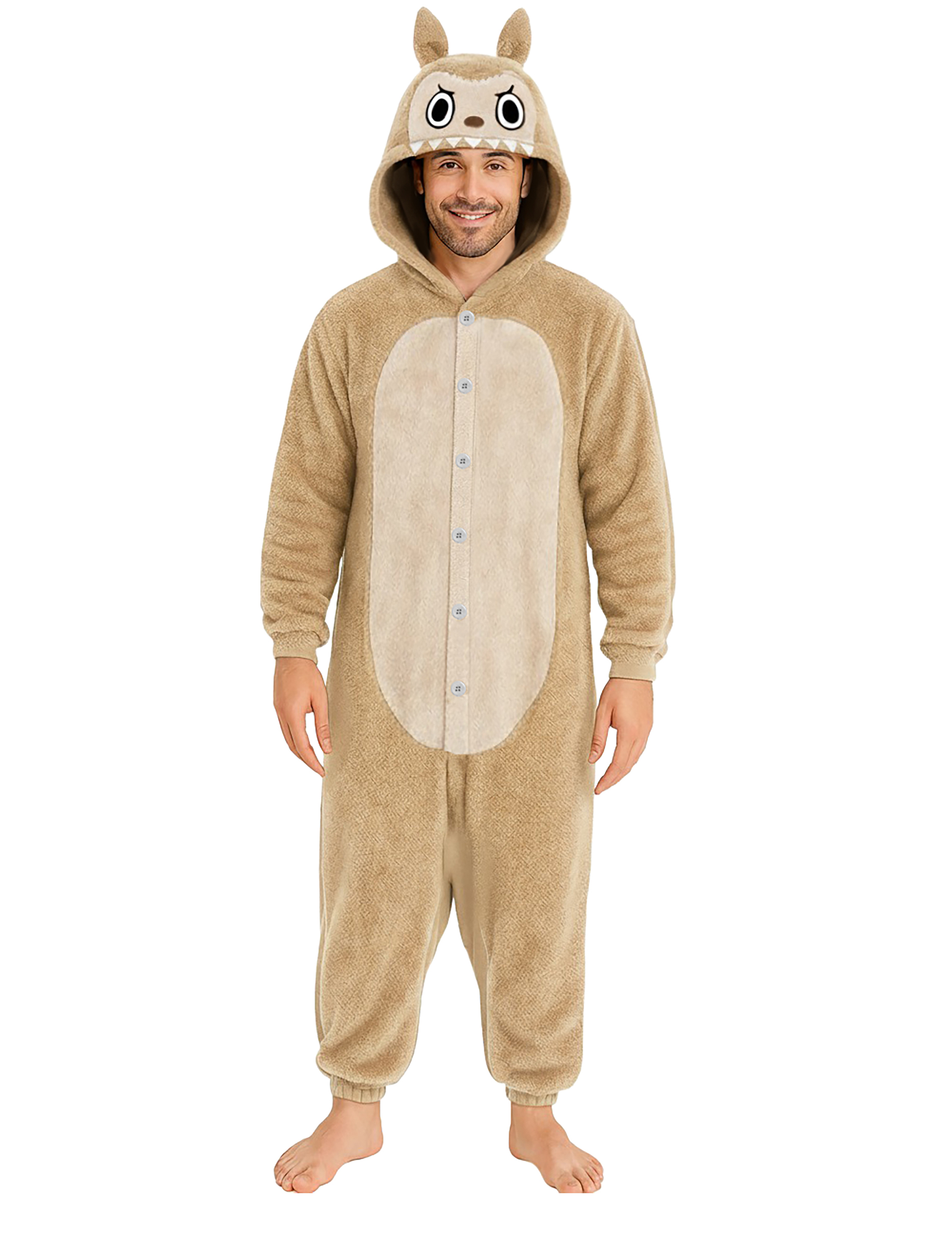 Monster Kostüm Herren Plüsch Beige Overall von FIESTAS GUIRCA, S.L.