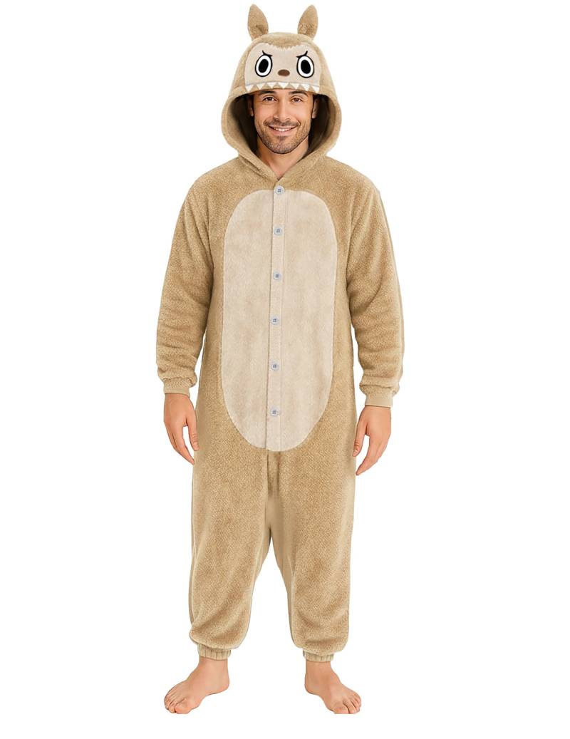 Monster Kostüm Herren Plüsch Beige Overall von FIESTAS GUIRCA, S.L.