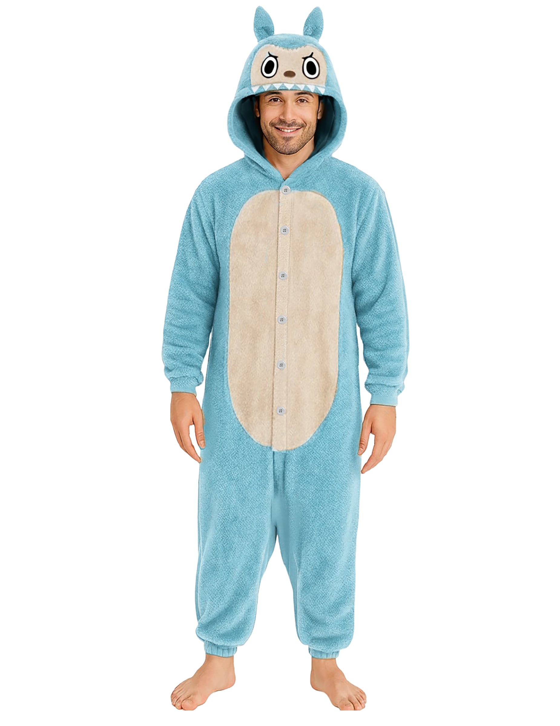 Monster Kostüm Herren Plüsch Blau Overall von FIESTAS GUIRCA, S.L.