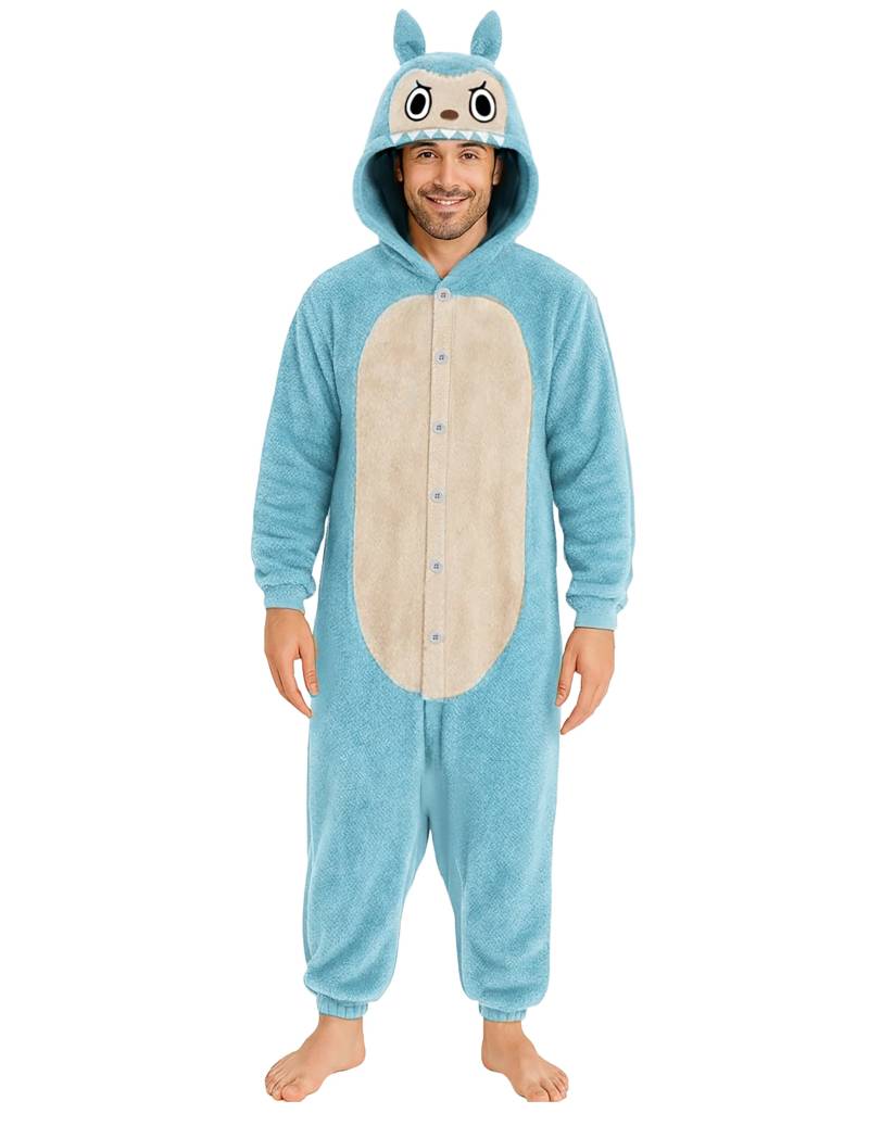 Monster Kostüm Herren Plüsch Blau Overall von FIESTAS GUIRCA, S.L.