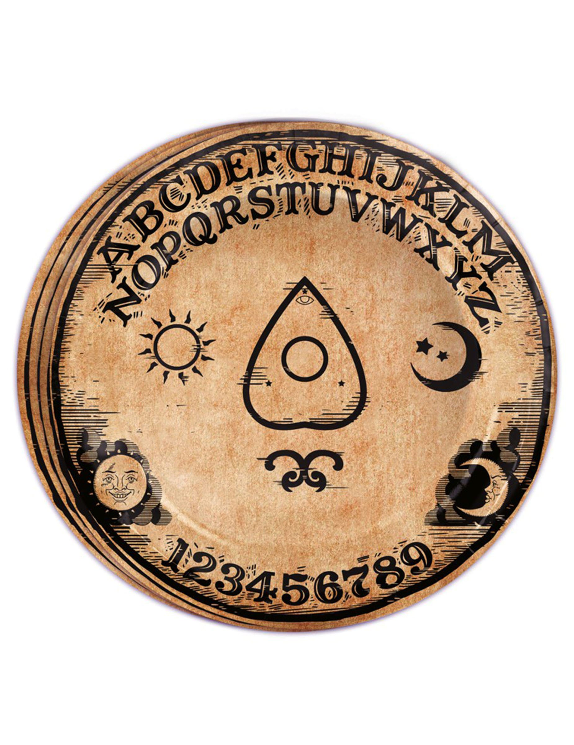 Mysteriöse Ouija-Pappteller Halloween-Tischdeko 8 Stück braun-schwarz 23 cm Mysteriöse Ouija-Pappteller Halloween-Tischdeko 8 Stück braun-schwarz 23 cm von FIESTAS GUIRCA, S.L.