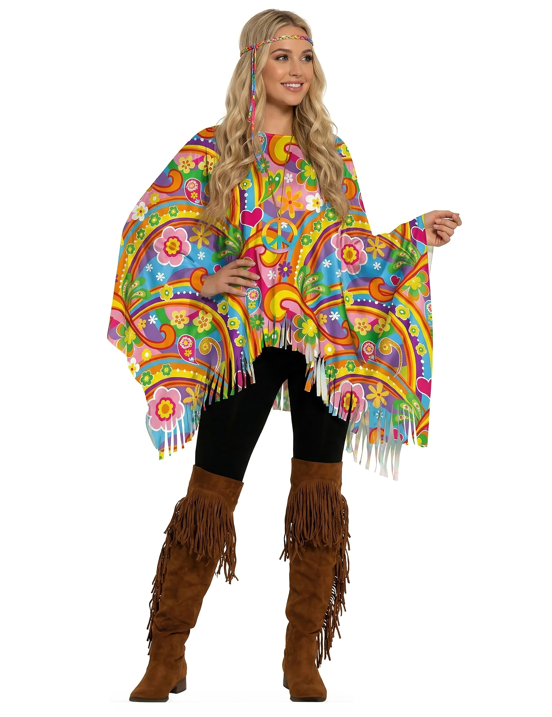 Peace and Love Poncho für Erwachsene Peace and Love Poncho für Erwachsene von FIESTAS GUIRCA, S.L.