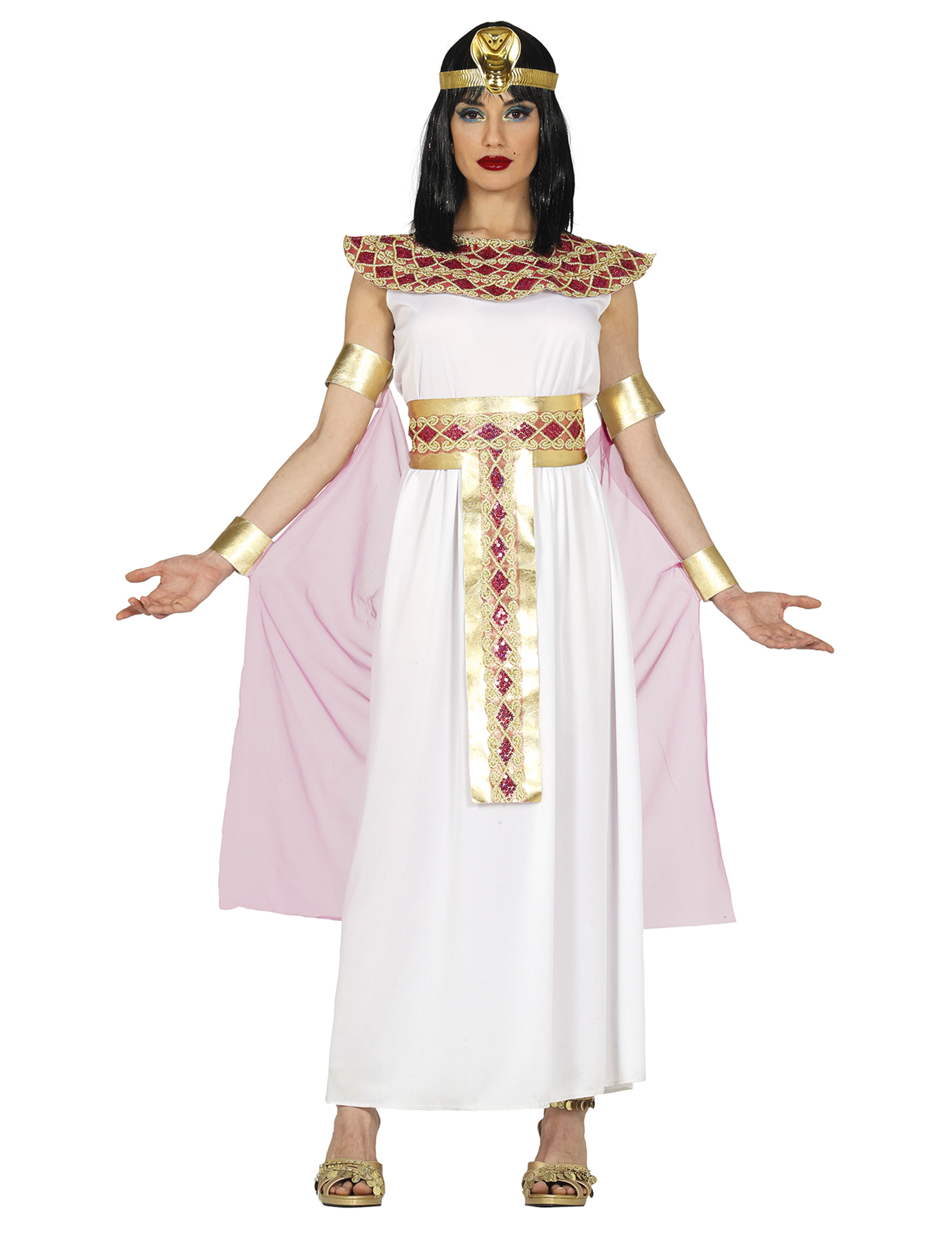 Pharaonin-Kostüm Ägyptische Königin mit Gürtel weiss-gold-rosa von FIESTAS GUIRCA, S.L.
