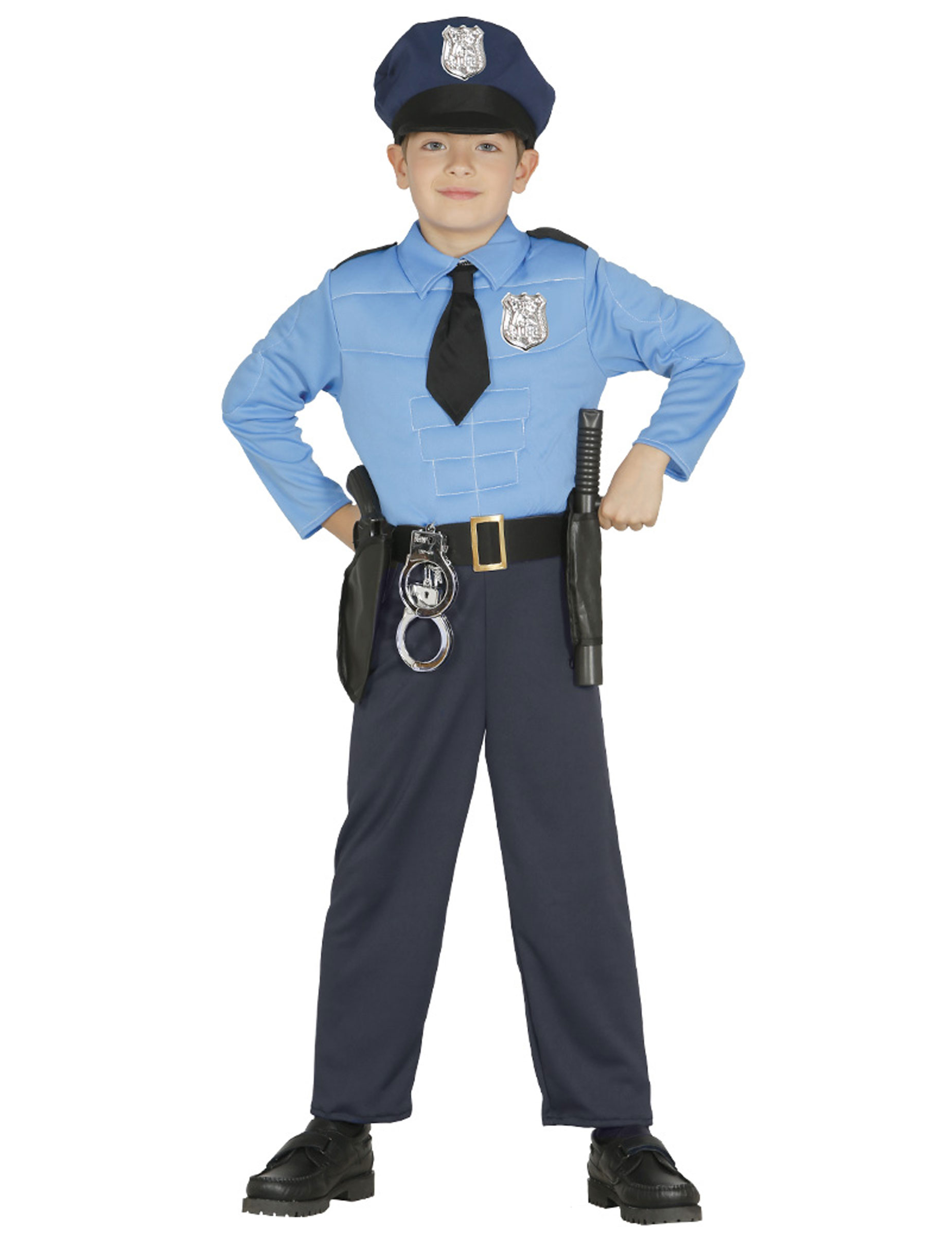 Polizist-Kostüm für Kinder Karneval blau-schwarz von FIESTAS GUIRCA, S.L.