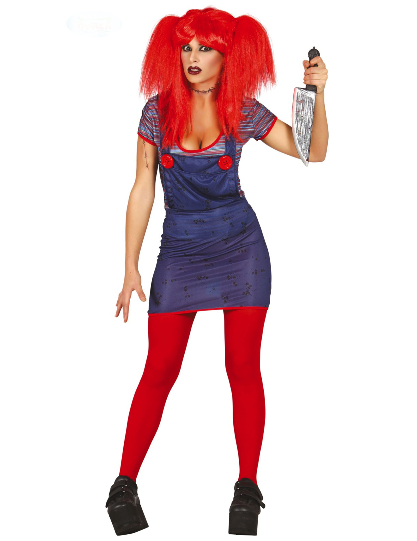 Puppen-Halloween-Kostüm für Damen Mörderpuppe blau von FIESTAS GUIRCA, S.L.