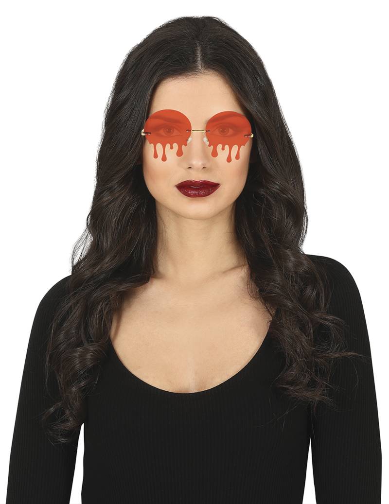Rote Halloween Brille mit Blutstropfen Erwachsene von FIESTAS GUIRCA, S.L.