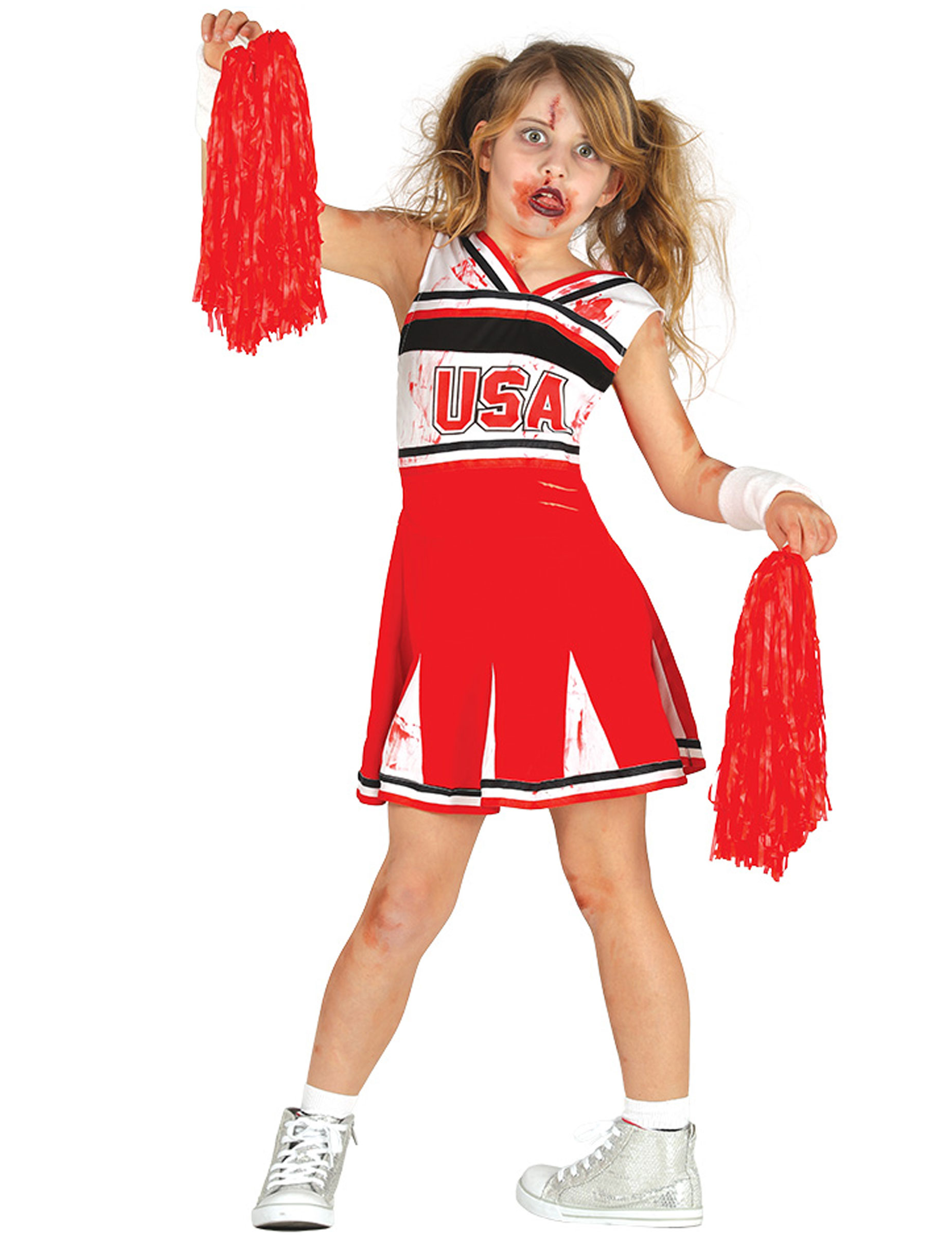 Schauriges Cheerleader-Kinderkostüm Halloween rot-schwarz-weiss Schauriges Cheerleader-Kinderkostüm Halloween rot-schwarz-weiss von FIESTAS GUIRCA, S.L.