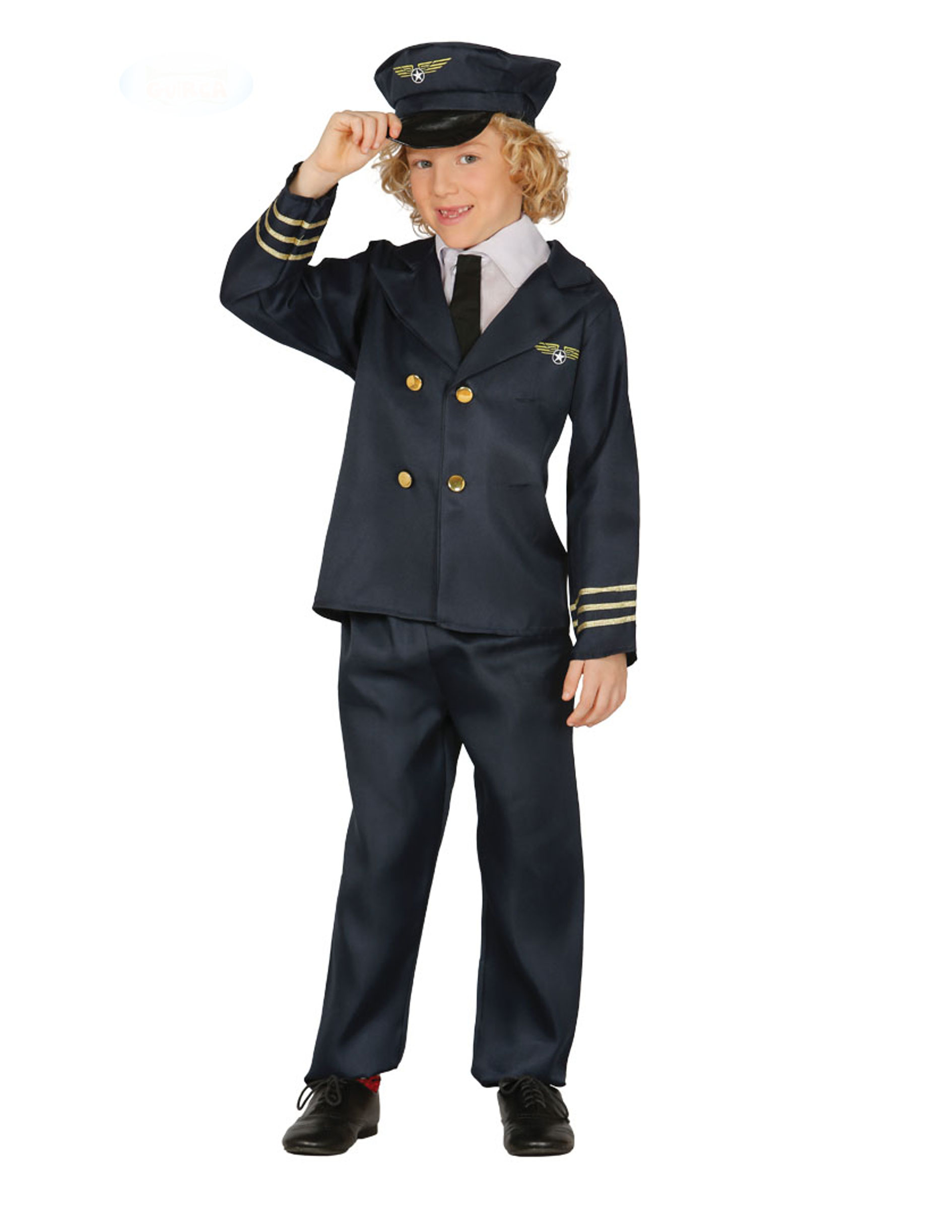 Schickes Pilotenkostüm für Kinder Uniform blau-goldfarben von FIESTAS GUIRCA, S.L.