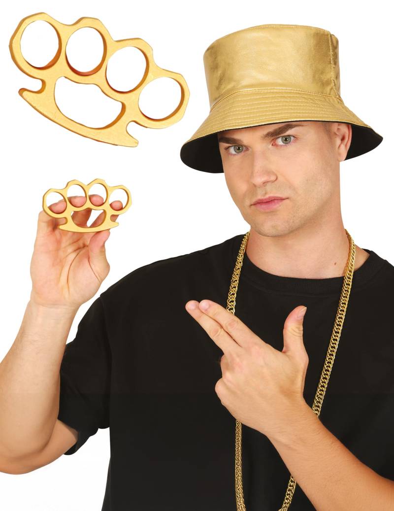 Schlagring Gold Kostüm-Accessoire für Erwachsene von FIESTAS GUIRCA, S.L.