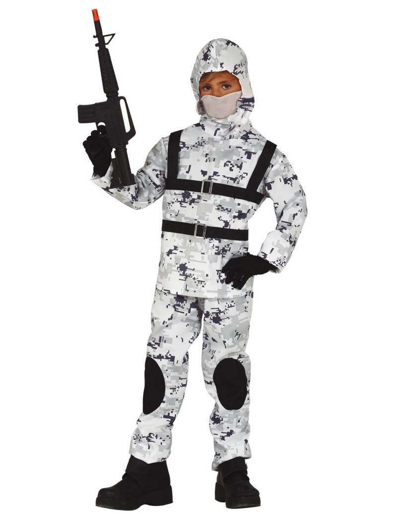 Schnee-Soldat Kinderkostüm grau-weiss-schwarz von FIESTAS GUIRCA, S.L.