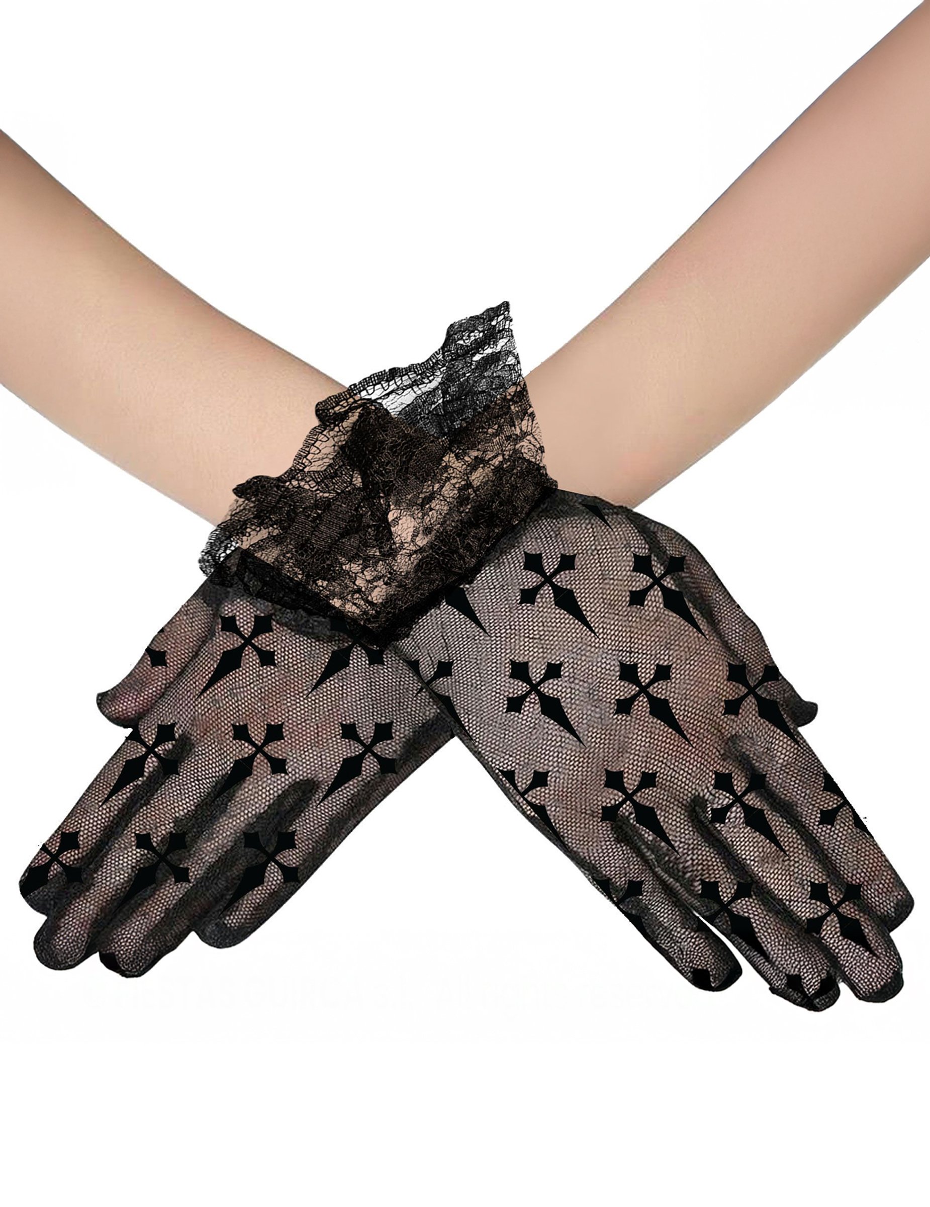 Schwarze Kreuz Handschuhe für Erwachsene von FIESTAS GUIRCA, S.L.