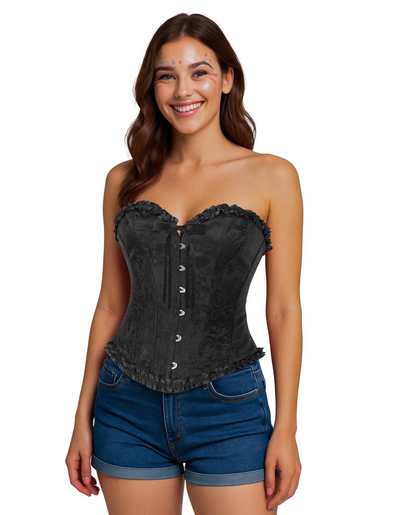 Schwarzes Damen-Korsett mit Barocke-Schnürung von FIESTAS GUIRCA, S.L.