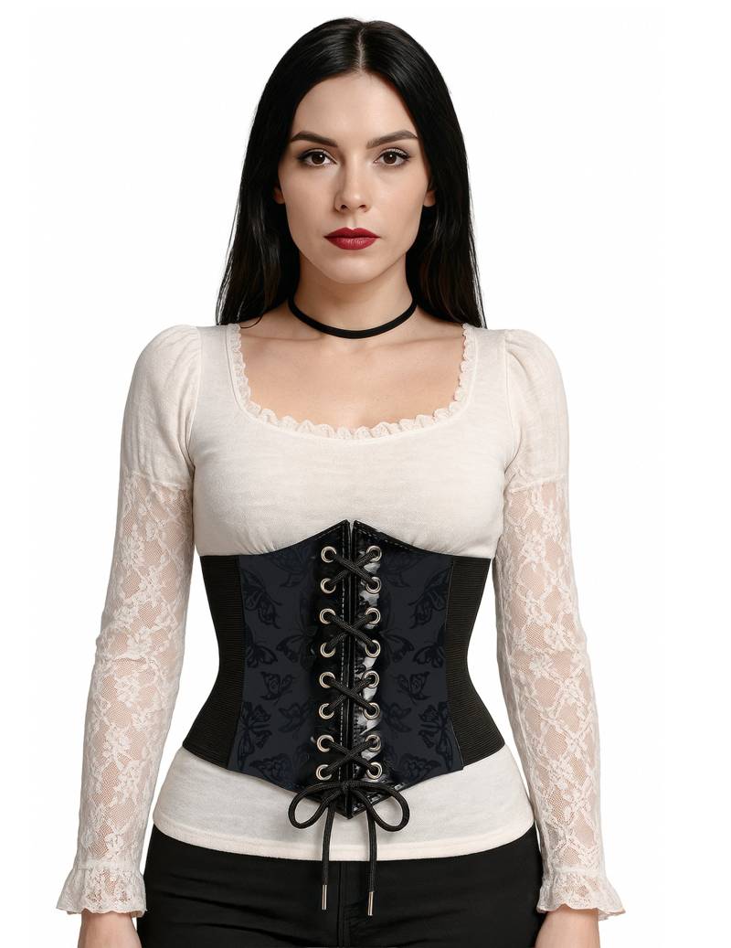 Schwarzes elastisches Korsett mit Schmetterlingsmotiv Schwarzes elastisches Korsett mit Schmetterlingsmotiv von FIESTAS GUIRCA, S.L.