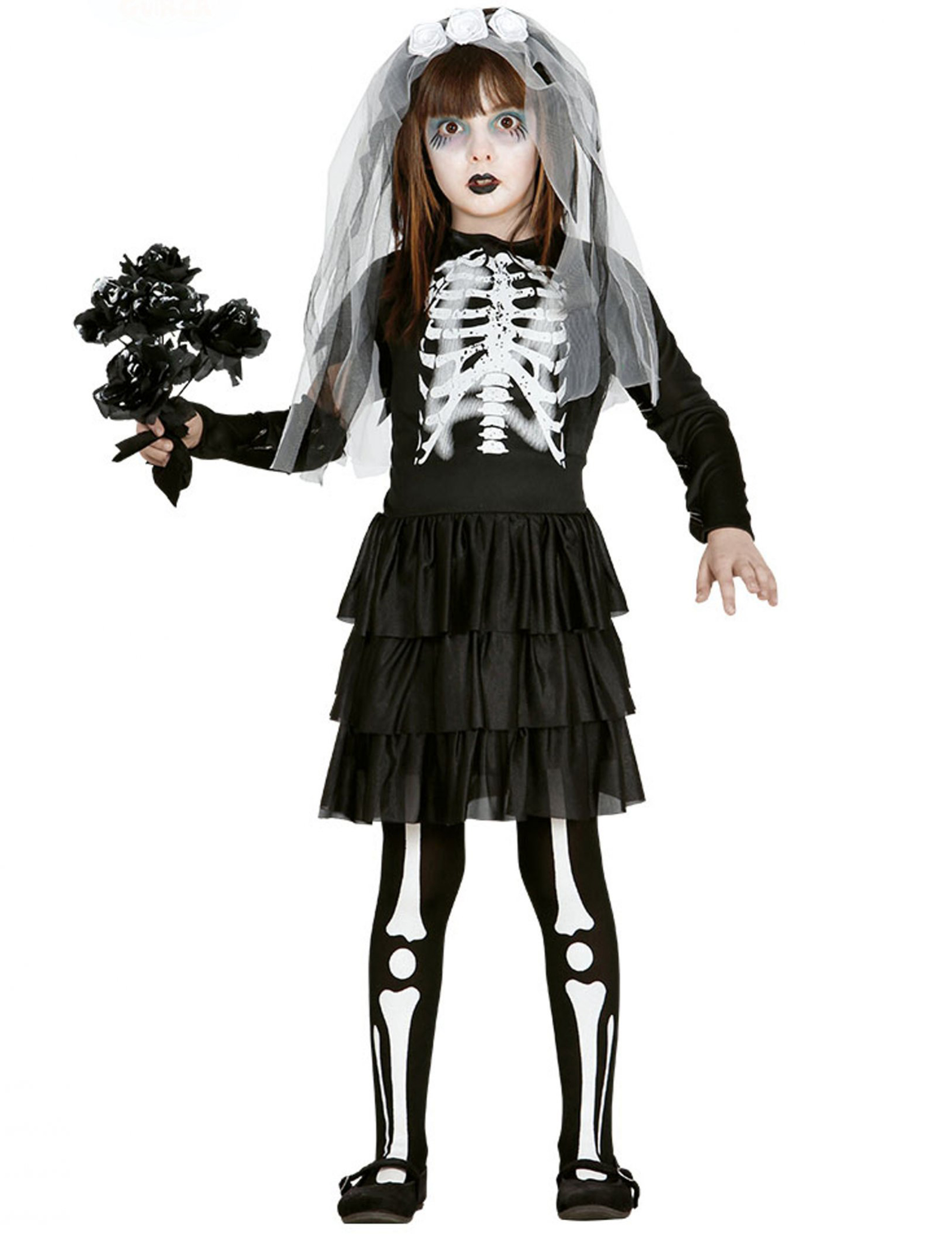Skelett-Braut-Kostüm für Kinder Halloween-Mädchenkostüm schwarz-weiss Skelett-Braut-Kostüm für Kinder Halloween-Mädchenkostüm schwarz-weiss von FIESTAS GUIRCA, S.L.