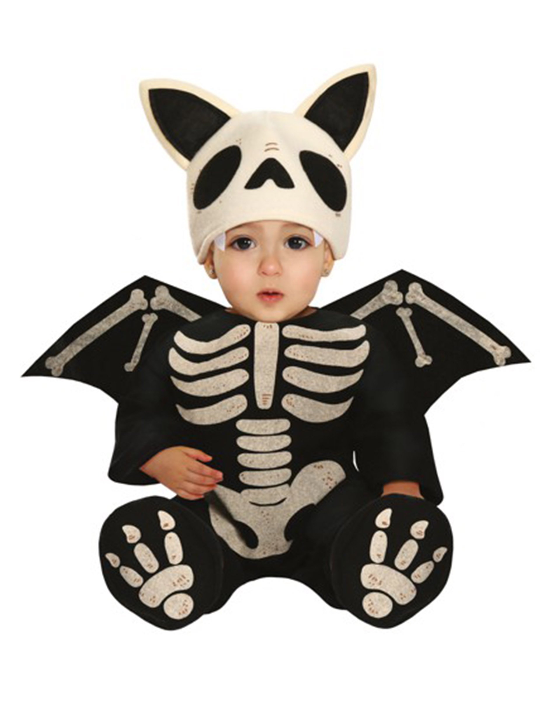 Skelett-Fledermaus-Kostüm für Babys Halloween-Kostüm schwarz-weiss von FIESTAS GUIRCA, S.L.