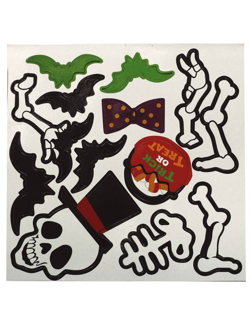Skelett-Magneten Partydeko Halloween schwarz-weiss-grün 25x25 cm von FIESTAS GUIRCA, S.L.