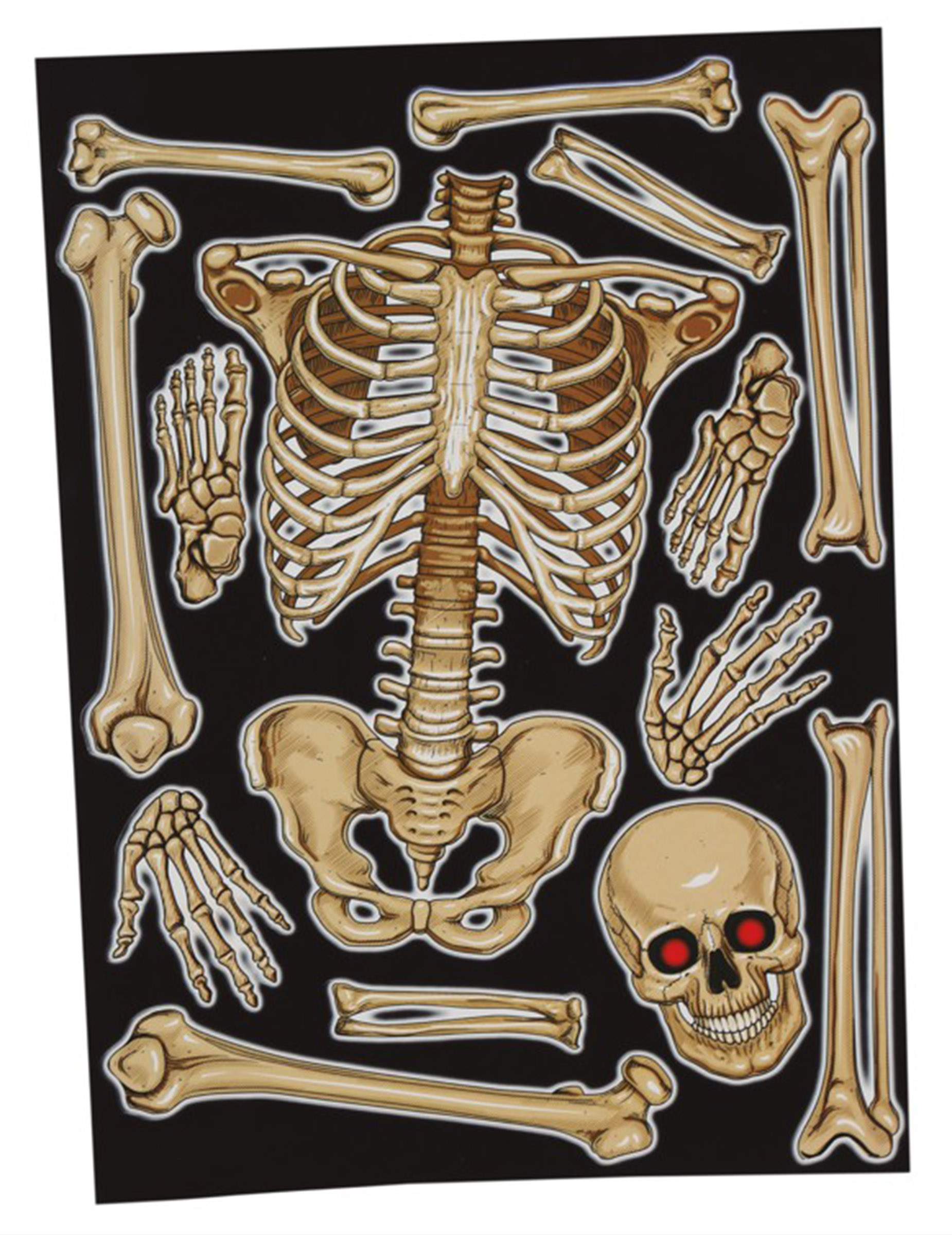 Skelett-Sticker für Fenster Halloween-Partydeko beige 30x40 cm von FIESTAS GUIRCA, S.L.