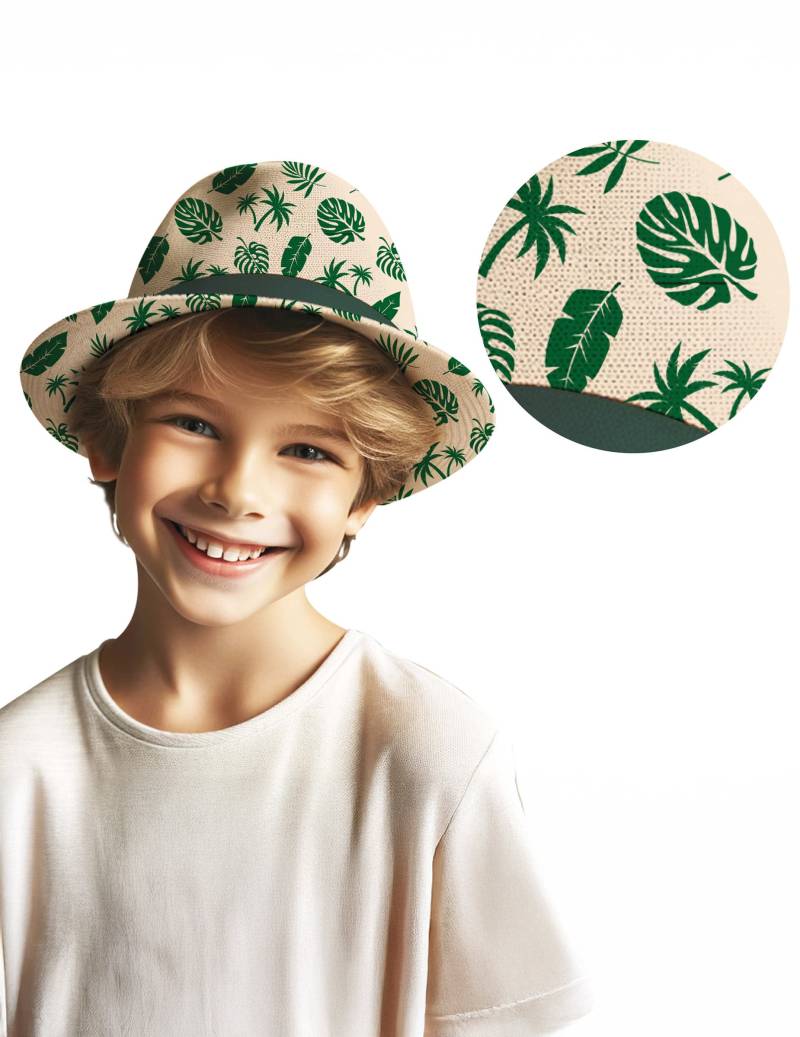 Sommerhut Kinder Blätter, Kinderhut mit Blattmotiv grün für Kinder von FIESTAS GUIRCA, S.L.