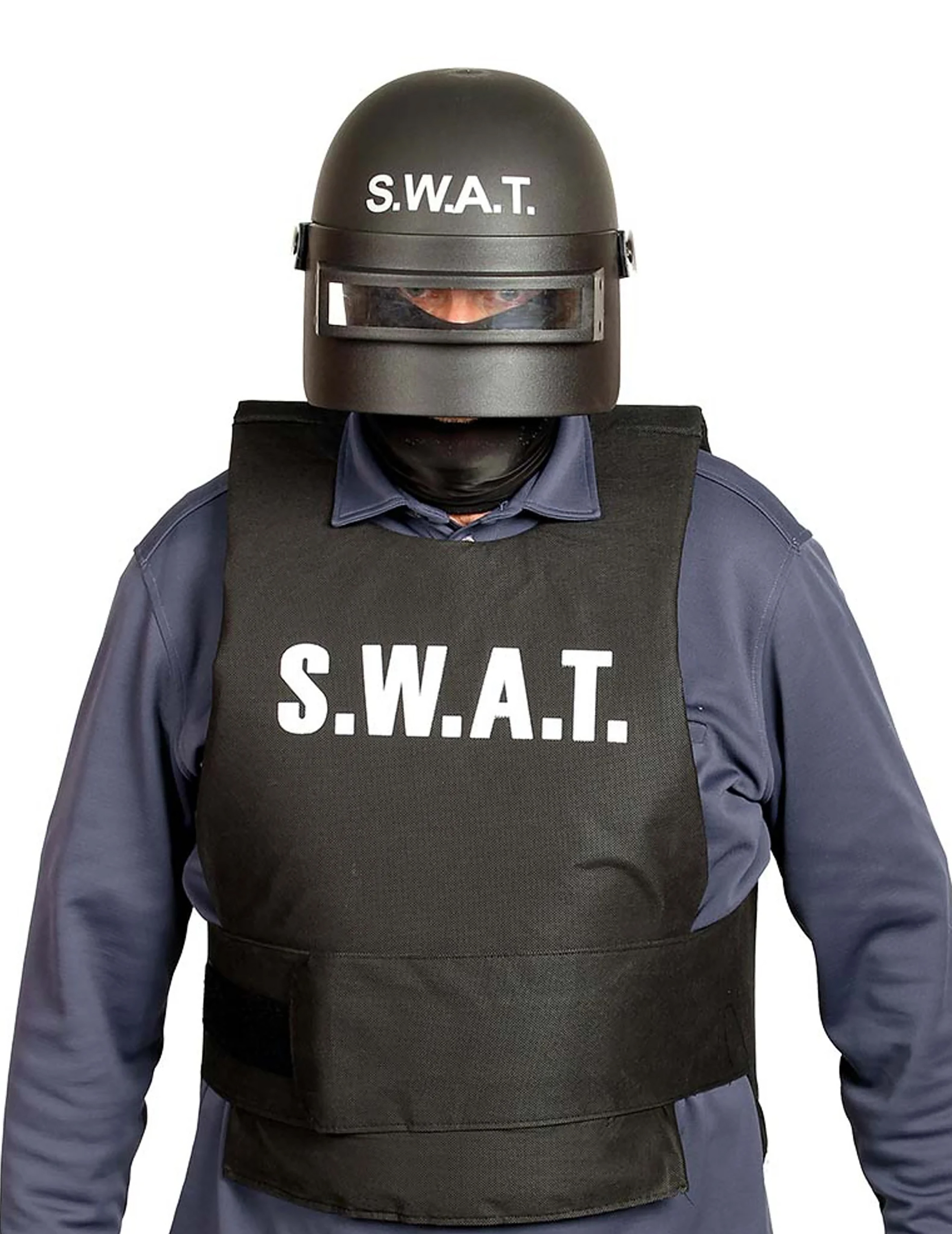 Spezialeinheit-Helm SWAT Faschingsaccessoire schwarz-weiss von FIESTAS GUIRCA, S.L.