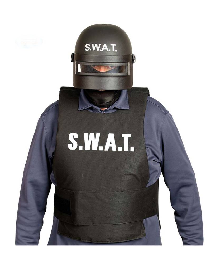 Spezialeinheit-Helm SWAT Faschingsaccessoire schwarz-weiss von FIESTAS GUIRCA, S.L.