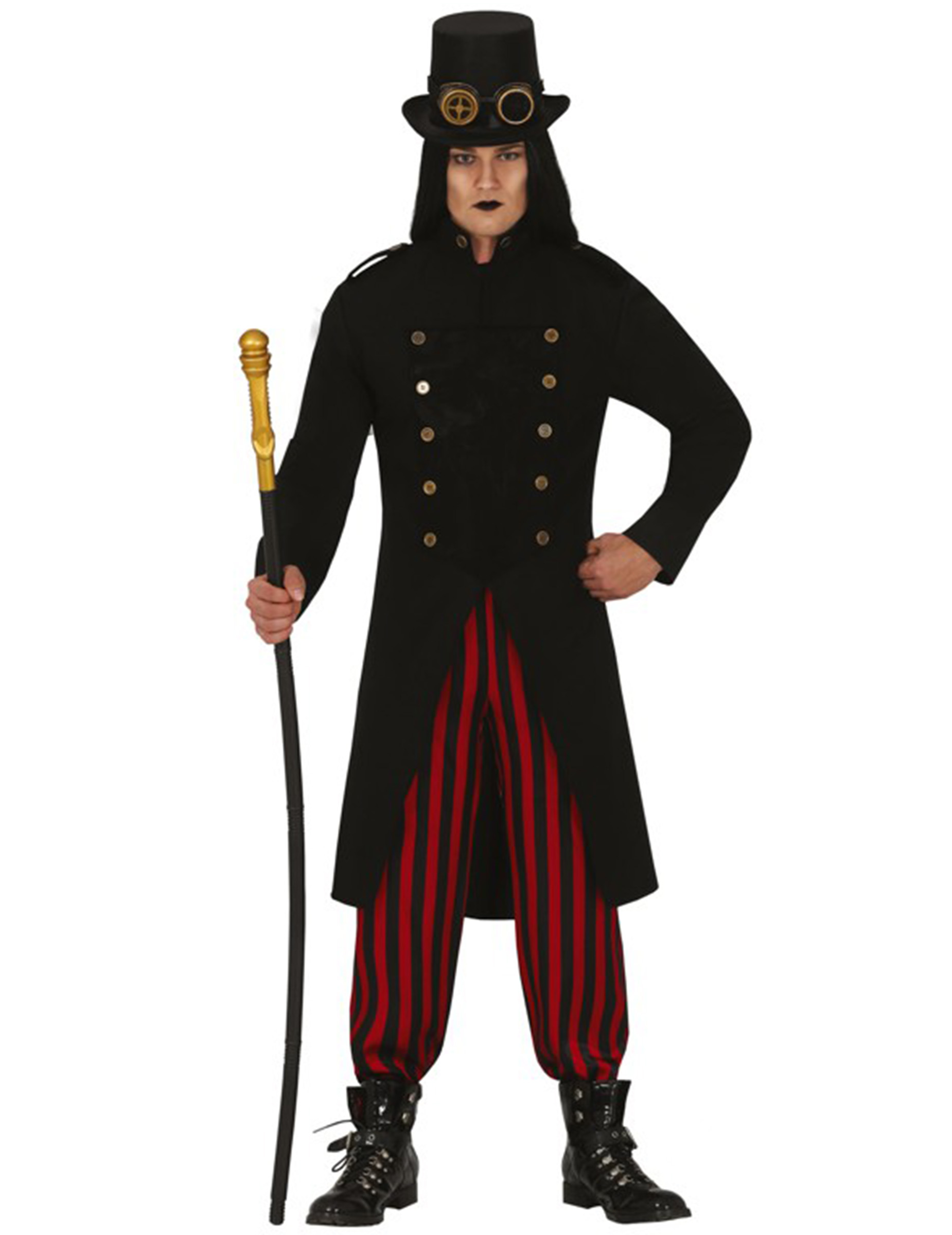 Steampunk-Vampir Herrenkostüm Halloweenkostüm schwarz-rot von FIESTAS GUIRCA, S.L.