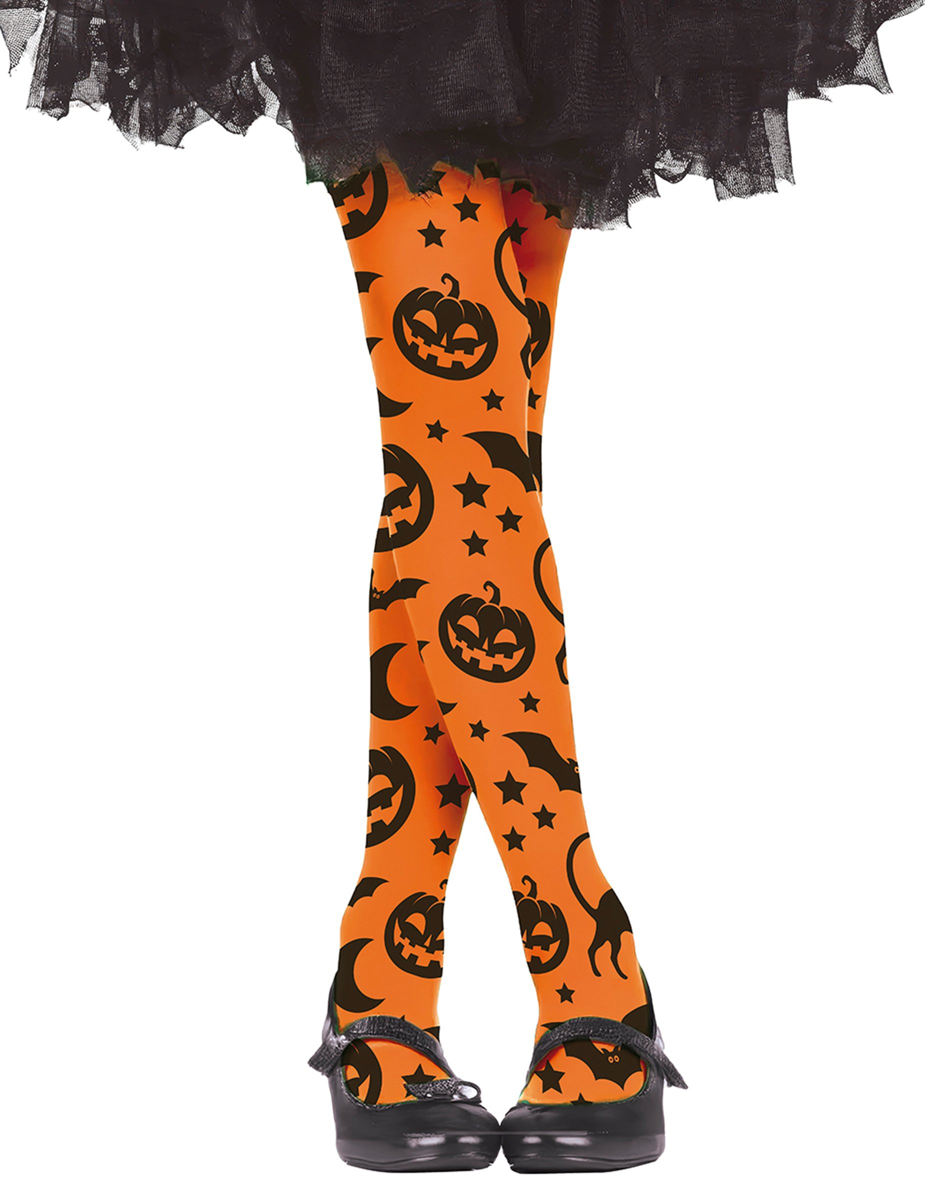 Strumpfhose Kürbis für Kinder Orange Schwarz Halloween von FIESTAS GUIRCA, S.L.