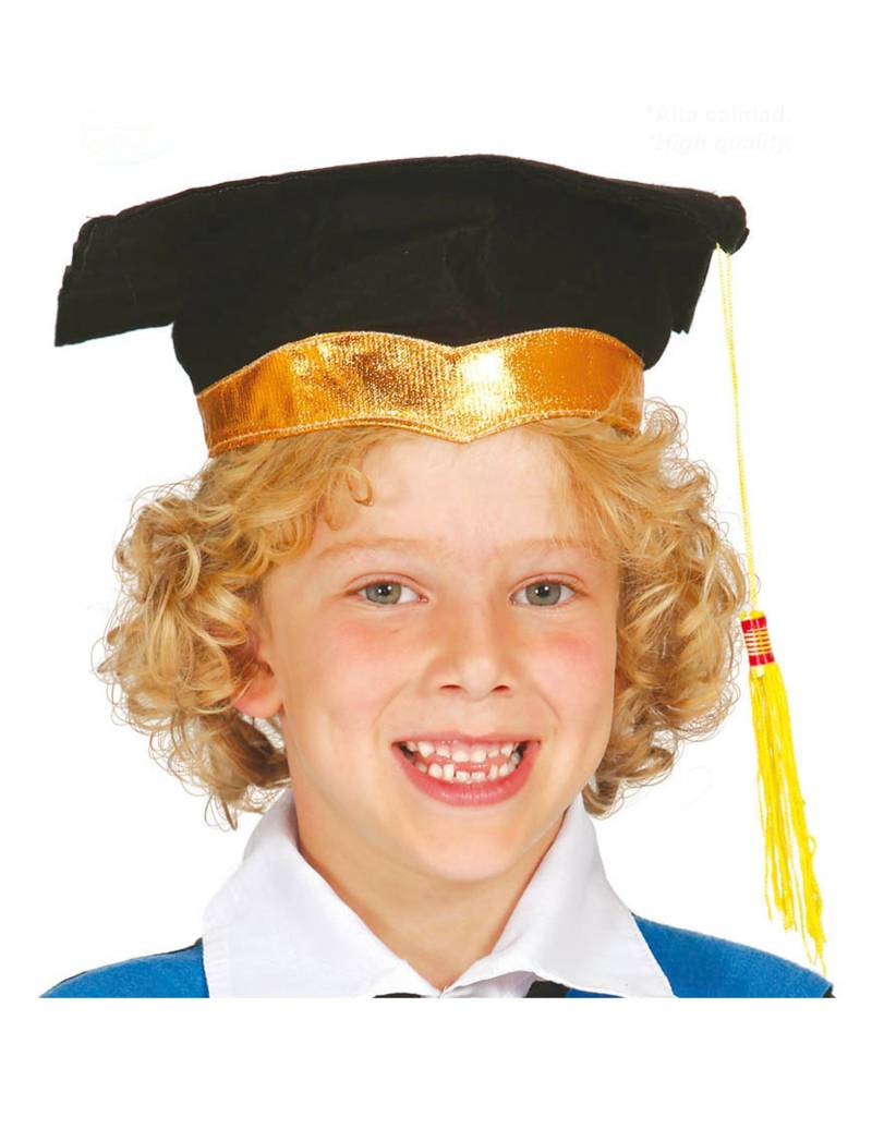 Studenten-Hut für Kinder Faschingsaccessoire schwarz-gold von FIESTAS GUIRCA, S.L.