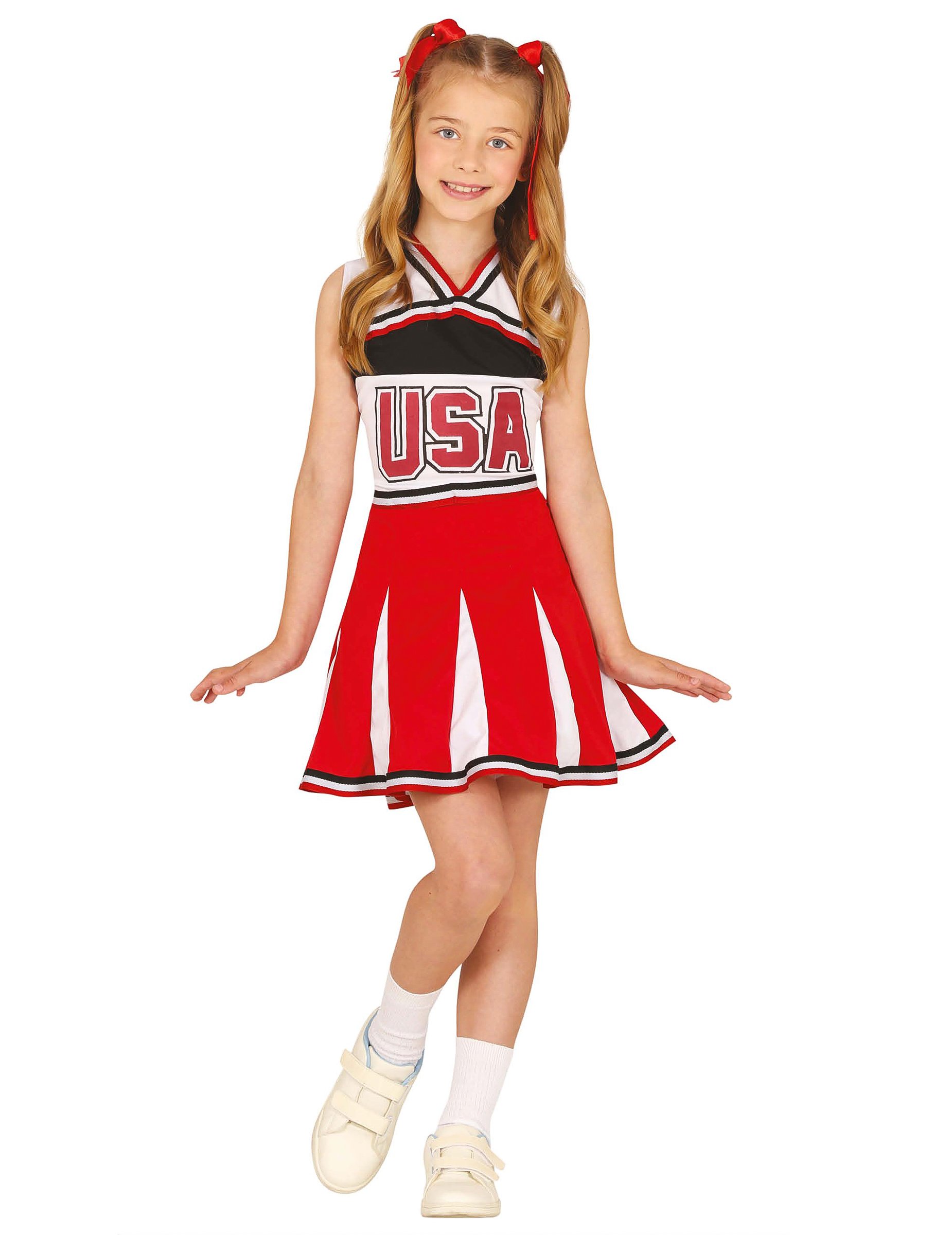 Süsse Cheerleaderin-Kostüm für Mädchen schwarz-rot-weiss von FIESTAS GUIRCA, S.L.