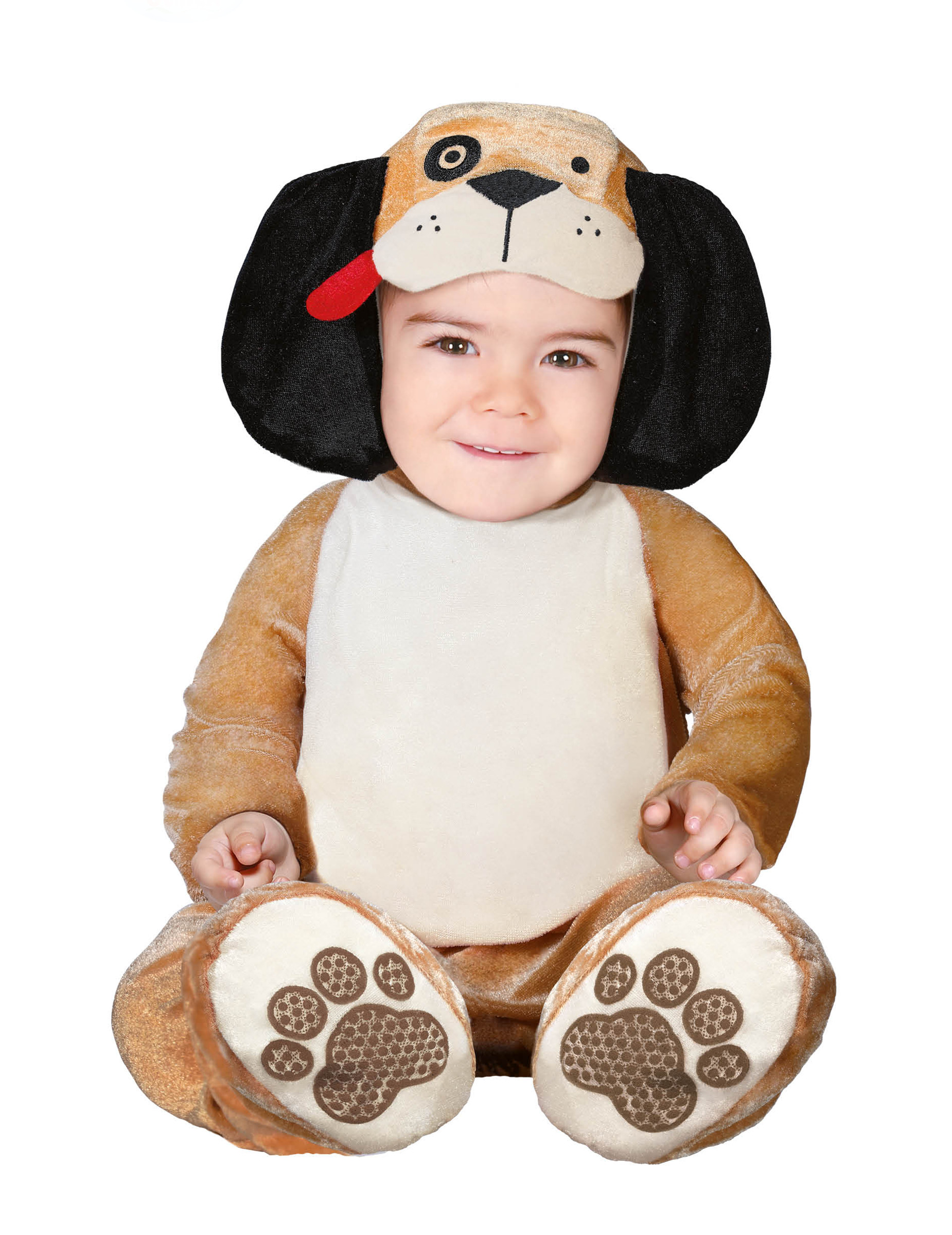 Süßer Baby-Hund Kostüm für Kleinkinder braun-schwarz-rot von FIESTAS GUIRCA, S.L.