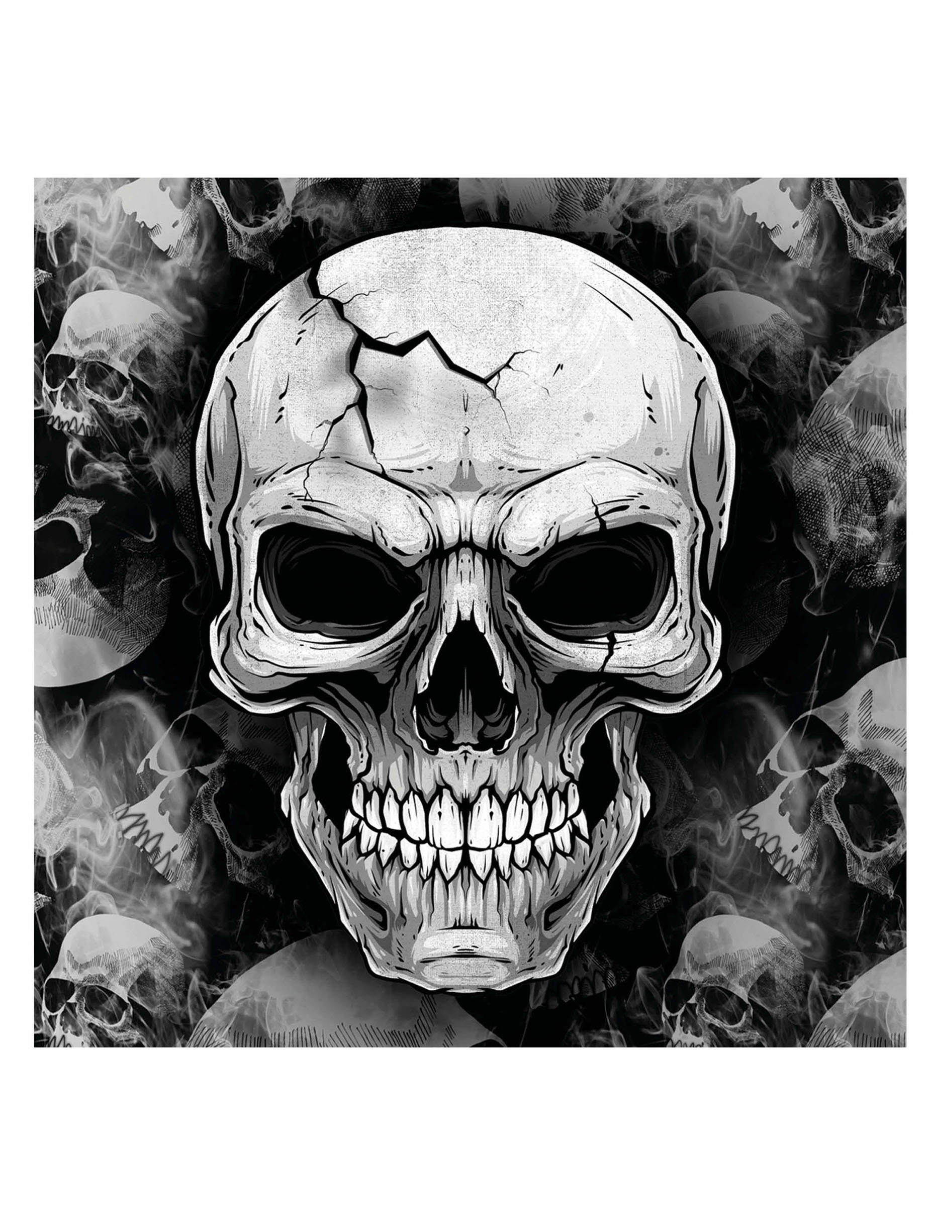 Totenkopf Servietten 16 x 16 cm schwarz weiß von FIESTAS GUIRCA, S.L.