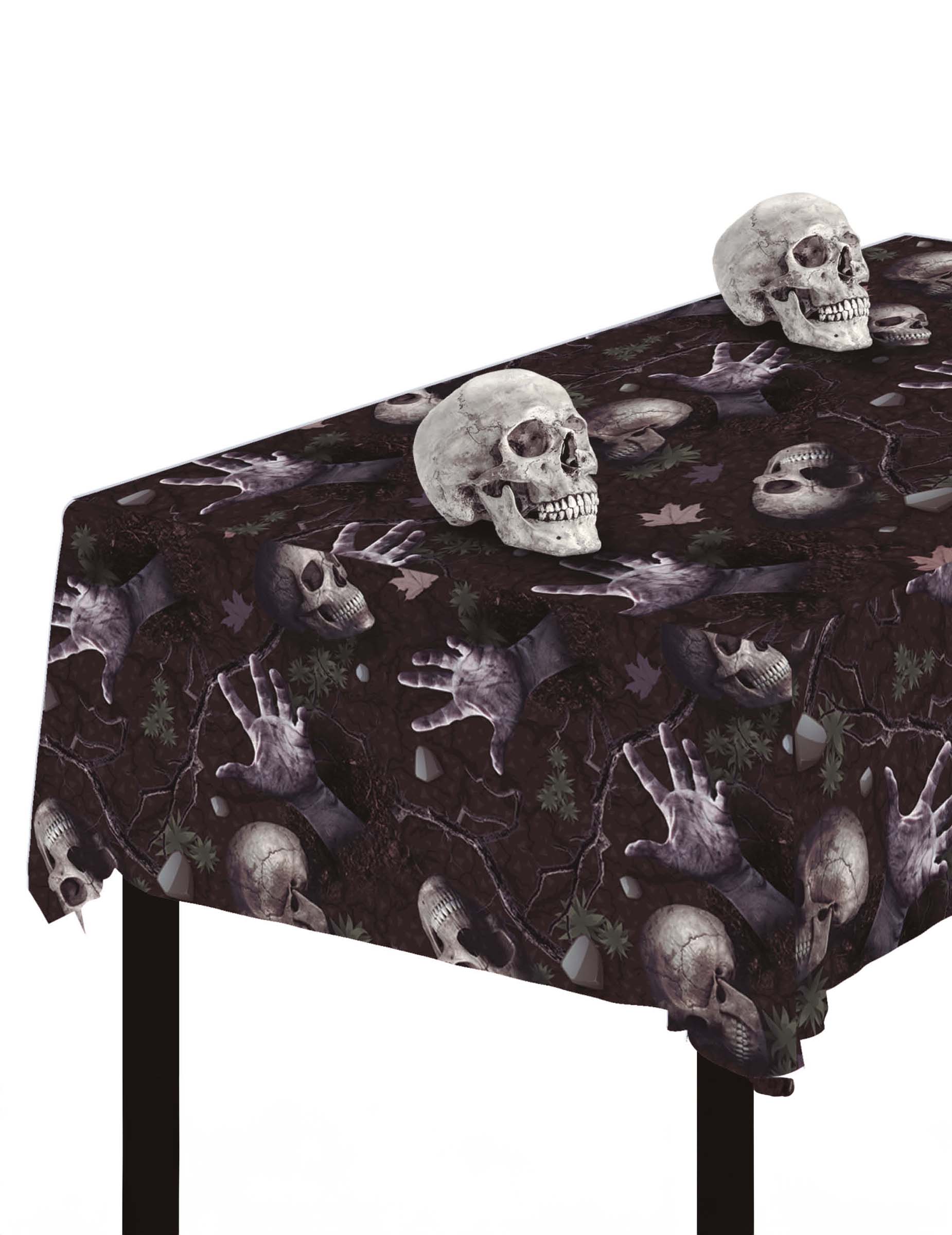 Totenschädel Tischdecke grau 137 x 274 cm von FIESTAS GUIRCA, S.L.