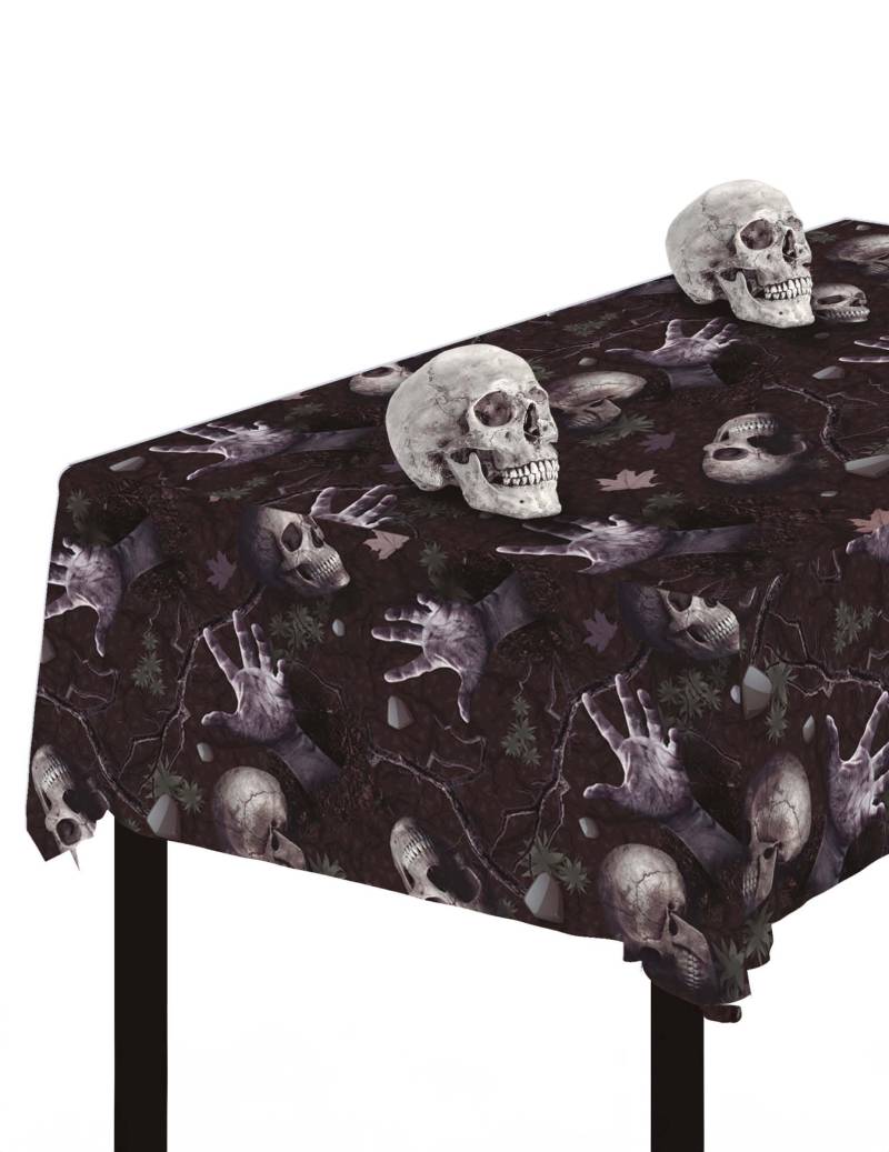 Totenschädel Tischdecke grau 137 x 274 cm von FIESTAS GUIRCA, S.L.