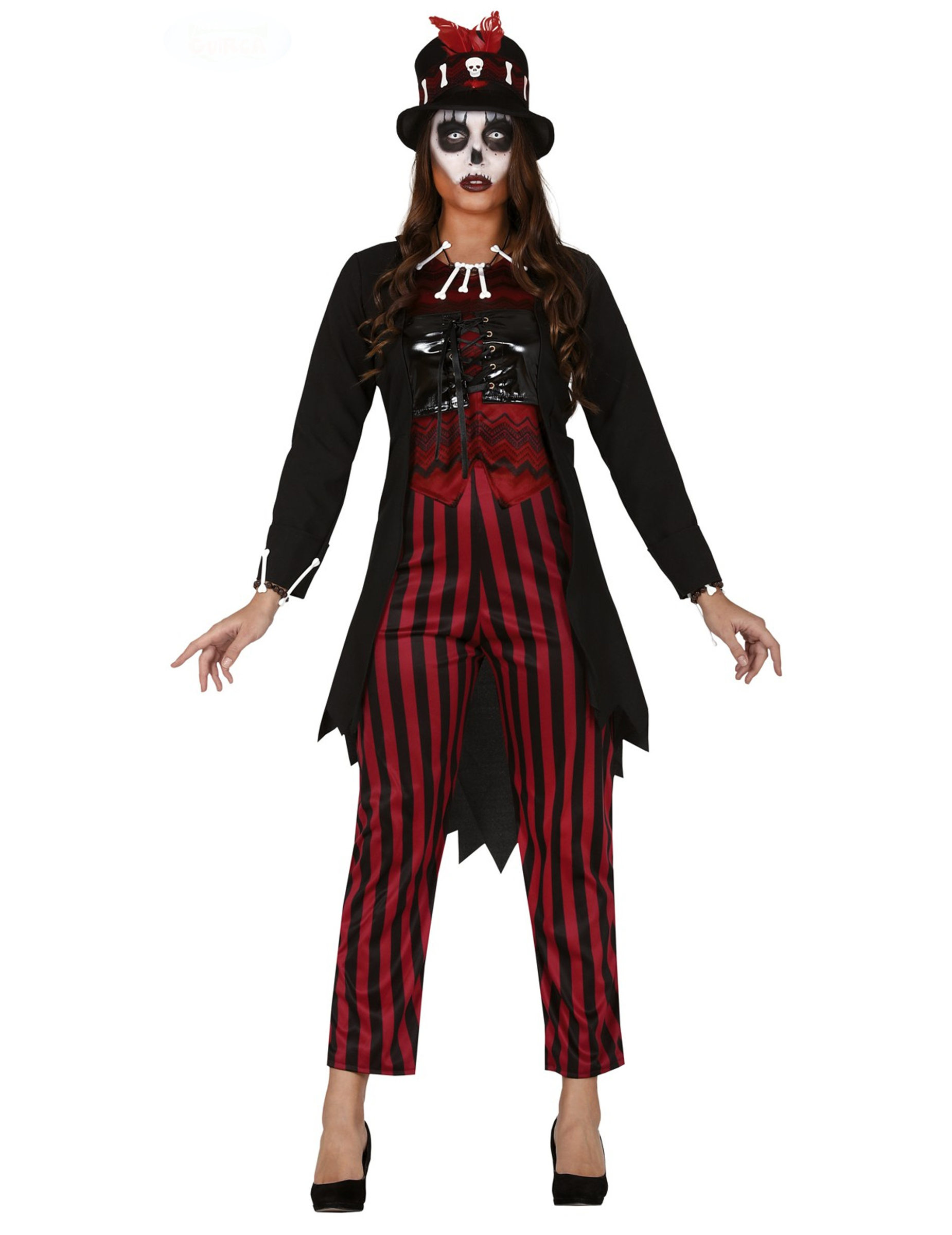 Voodoo-Hexen-Kostüm Voodoo-Priesterin rot-schwarz von FIESTAS GUIRCA, S.L.
