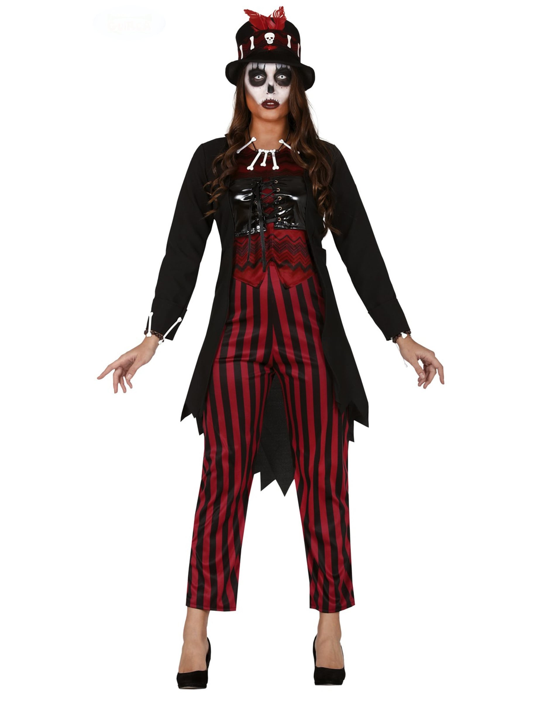 Voodoo-Hexen-Kostüm Voodoo-Priesterin rot-schwarz von FIESTAS GUIRCA, S.L.