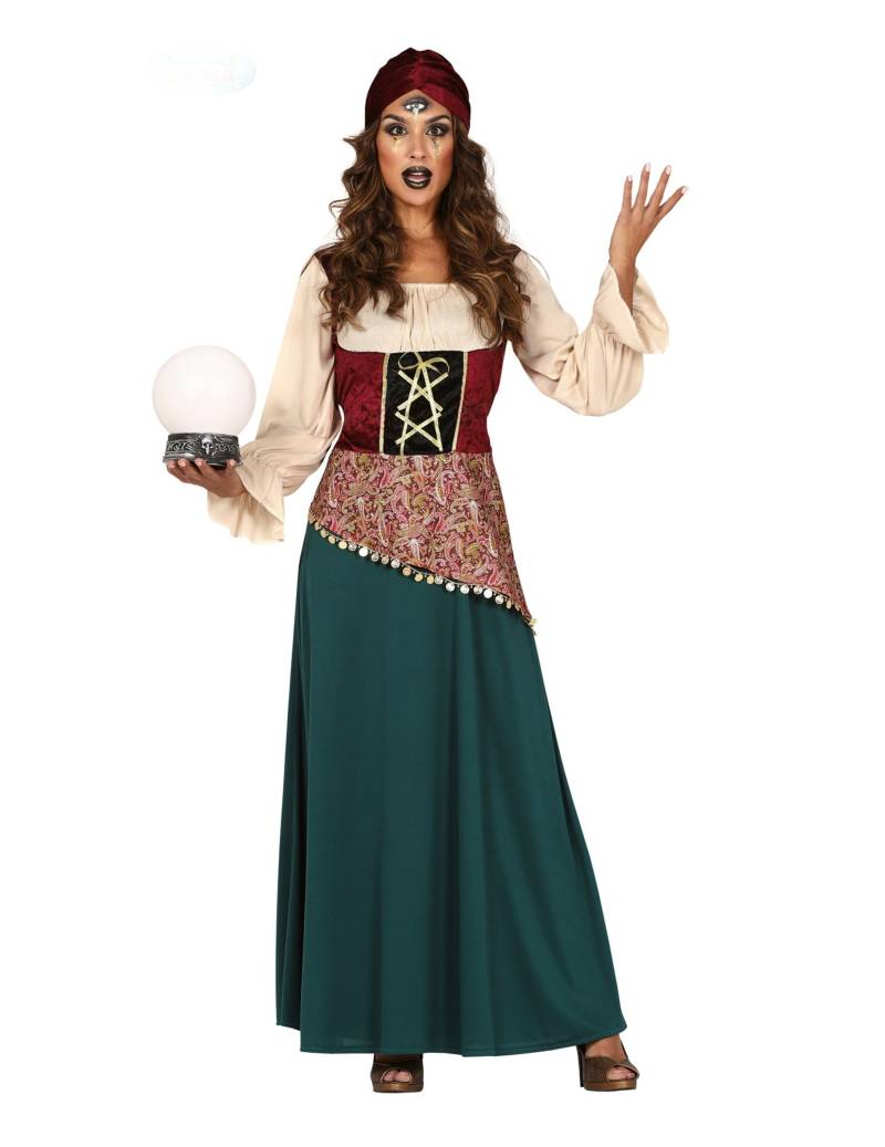 Wahrsagerin-Damenkostüm Faschingskostüm grün-rot von FIESTAS GUIRCA, S.L.