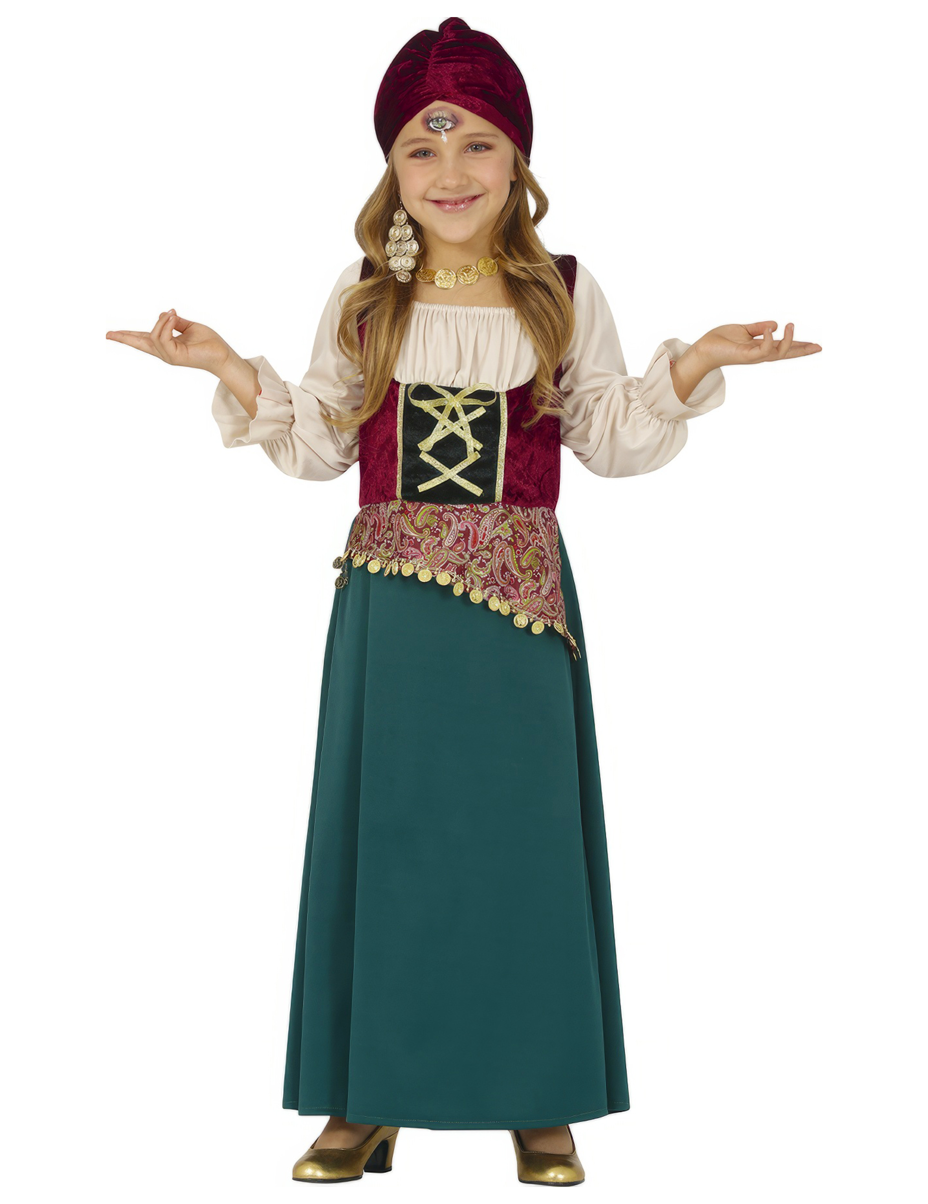 Wahrsagerin-Kostüm für Mädchen Faschingskostüm grau-weiss-rot von FIESTAS GUIRCA, S.L.