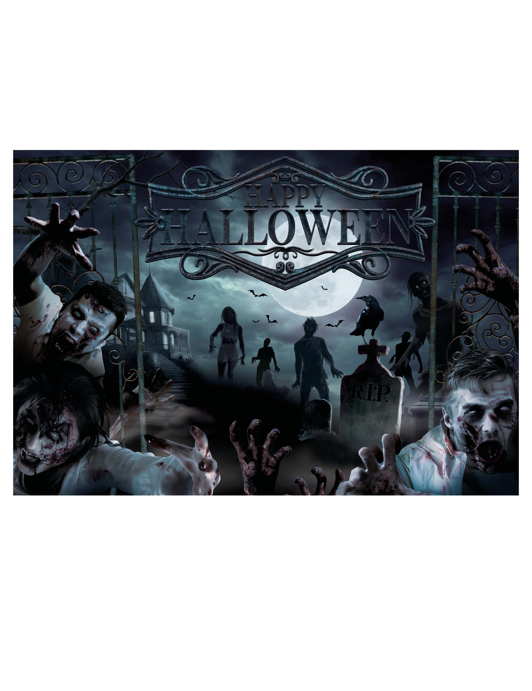 Wanddekoration Lebende Tote Halloween 220 x 150cm Zombie Deko von FIESTAS GUIRCA, S.L.