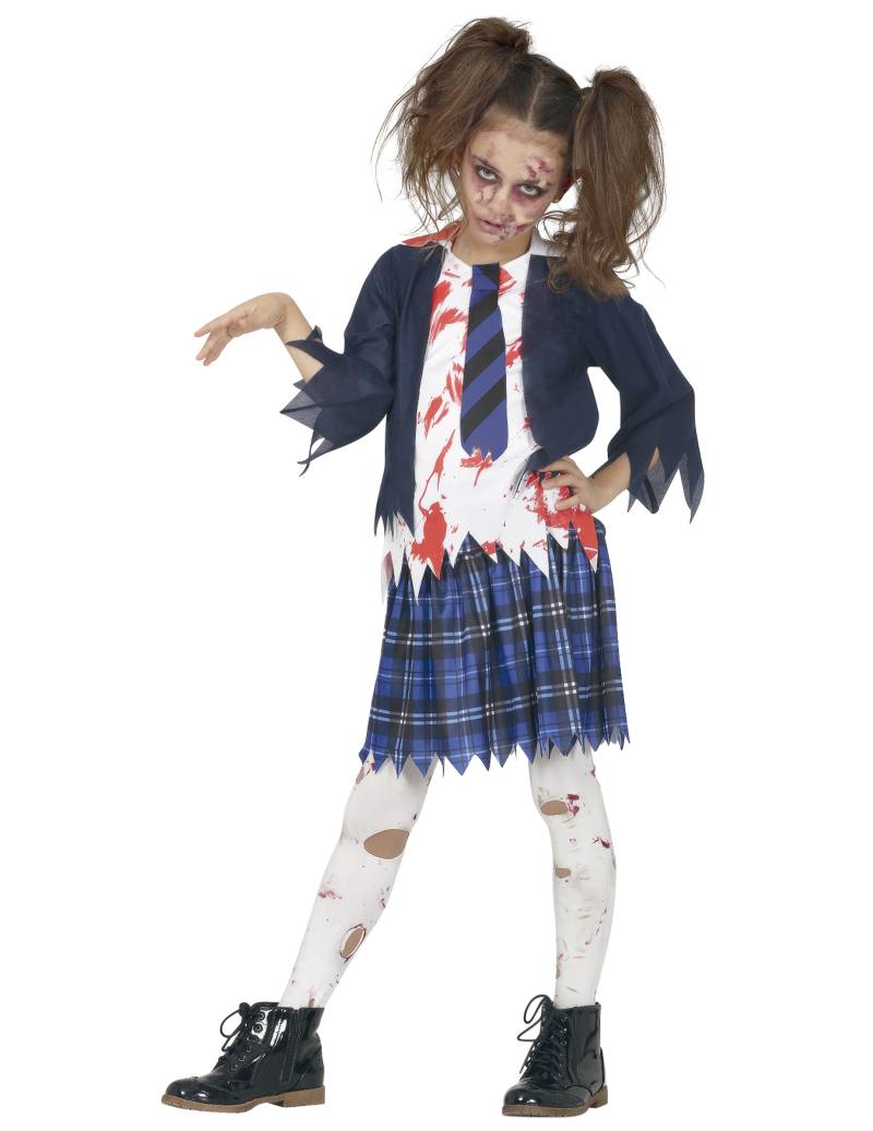 Wandelnde Tote-Kostüm für Mädchen Highschool-Schülerin Halloween blau-weiss-schwarz von FIESTAS GUIRCA, S.L.