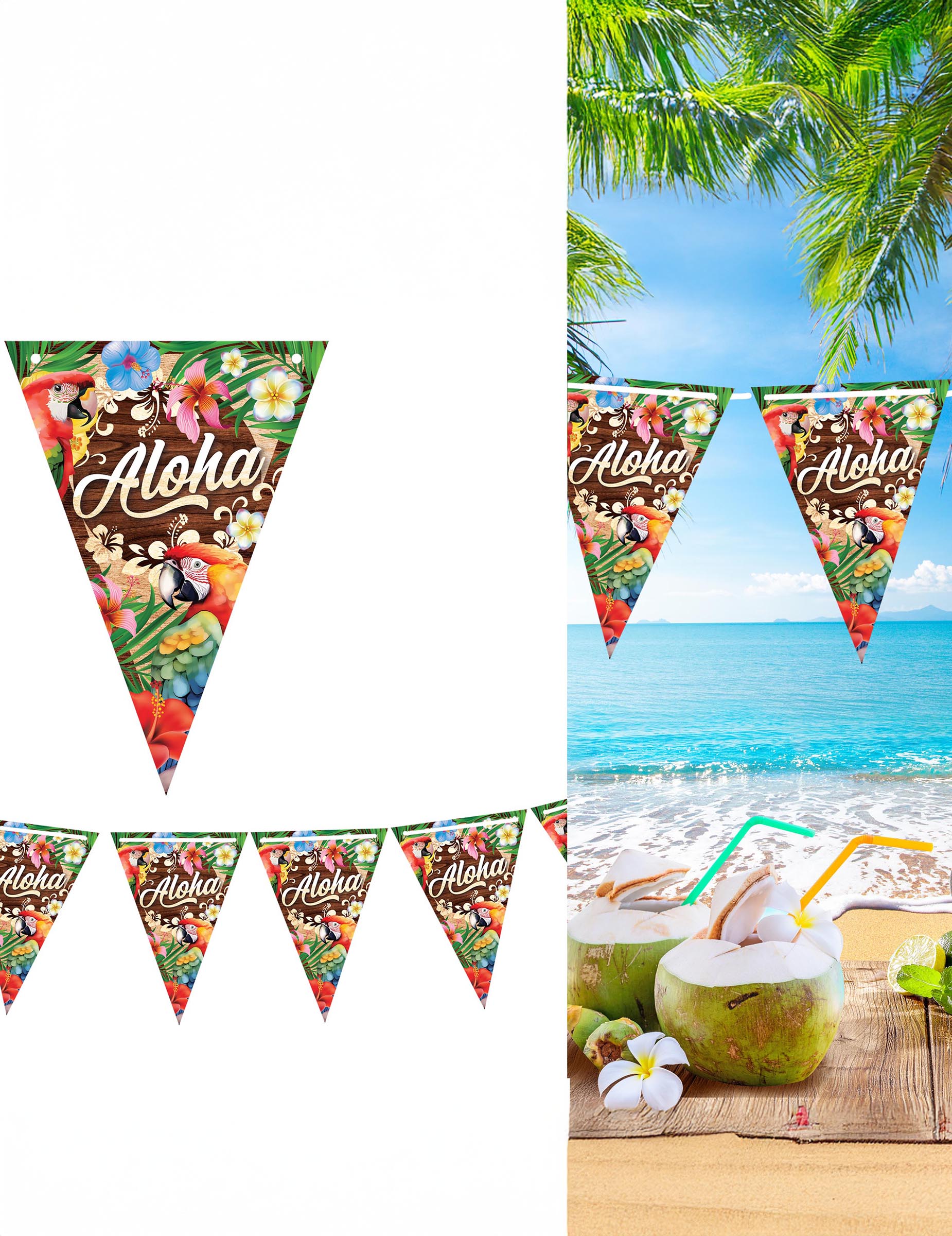 Wimpelkette Aloha Hawaii Girlande mit Fanions 3 m von FIESTAS GUIRCA, S.L.