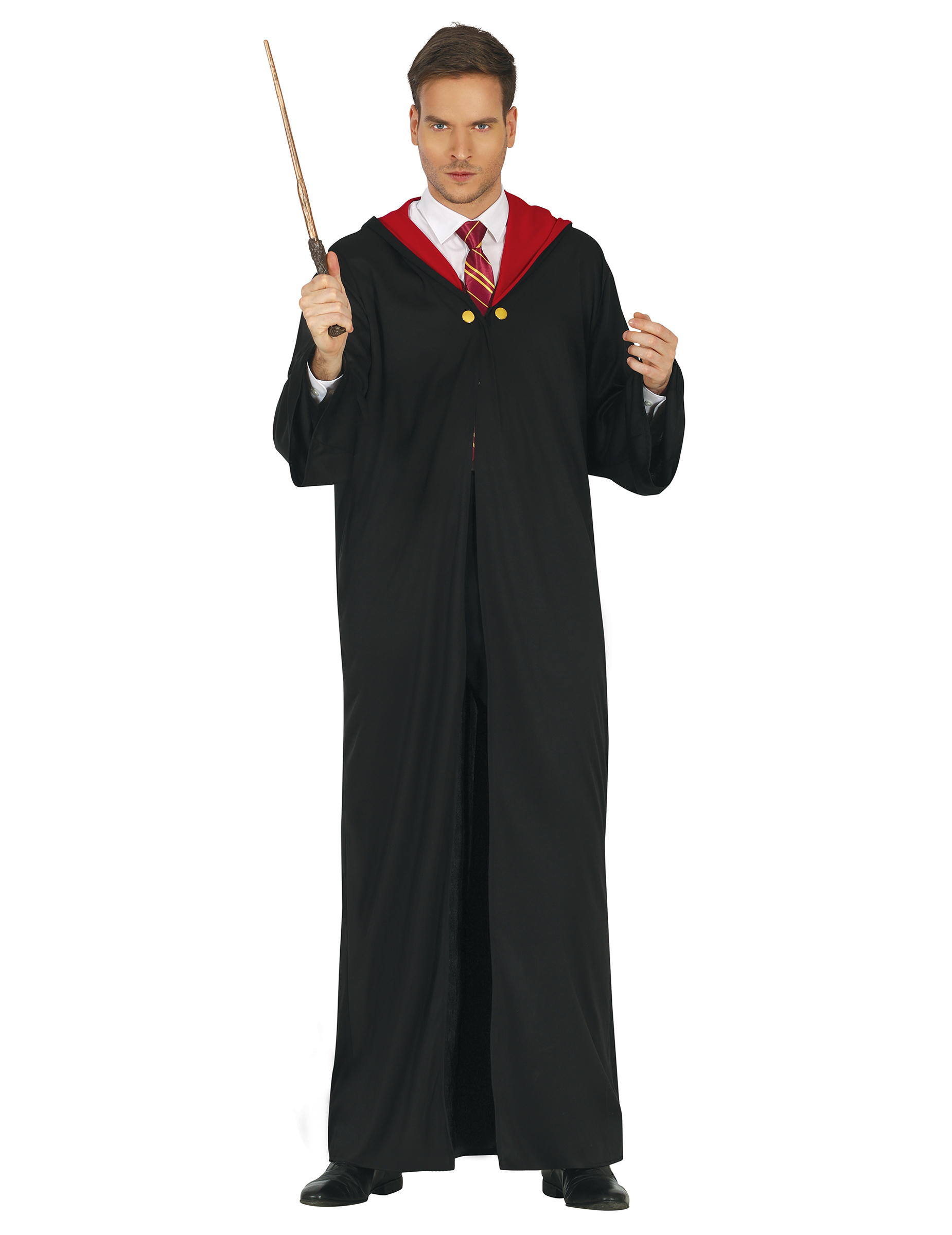 Zauberschüler-Robe für Herren Halloween Cosplay schwarz-rot von FIESTAS GUIRCA, S.L.