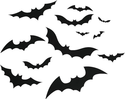 FIESTAS GUIRCA | 12 schwarze Fledermaus Silhouetten (10-30 cm) - Wand-, Tür- und Fensterdekoration für Halloween und Gruselfeste - Ideales Zubehör für Feiern und Events - Schwarz von FIESTAS GUIRCA