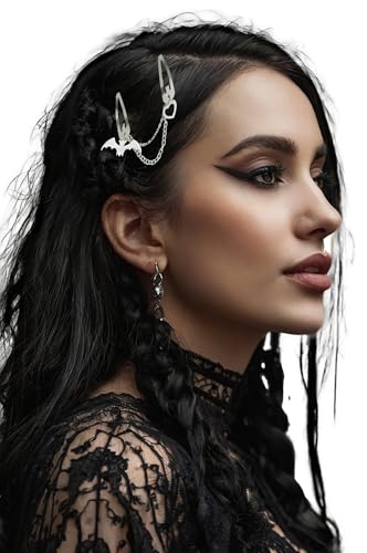 FIESTAS GUIRCA | 2 Halloween Haarclips mit Kette - Haar Schmuck für Halloween Festivals Karneval Fasching - Gruseliges Gothic Accessoire - Haar Clip Haarspange Farbe Silber FIESTAS GUIRCA | 2 Halloween Haarclips mit Kette - Haar Schmuck für Halloween Festivals Karneval Fasching - Gruseliges Gothic Accessoire - Haar Clip Haarspange Farbe Silber von FIESTAS GUIRCA