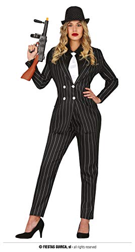 FIESTAS GUIRCA 20er Jahre Gangsterbraut Kostüm Damen - Mafia Outfit Damen inkl. schwarzer Nadelstreifenanzug Damen Gr. M 38–40 Karneval, Fasching, Schwarz von FIESTAS GUIRCA