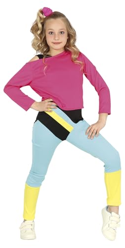 FIESTAS GUIRCA 80er Jahre Aerobic Star Kostüm Mädchen – 90er Jahre Outfit mit Rosa Top und buntem Overall für Mädchen von 7-9 Jahren FIESTAS GUIRCA 80er Jahre Aerobic Star Kostüm Mädchen – 90er Jahre Outfit mit Rosa Top und buntem Overall für Mädchen von 7-9 Jahren von FIESTAS GUIRCA