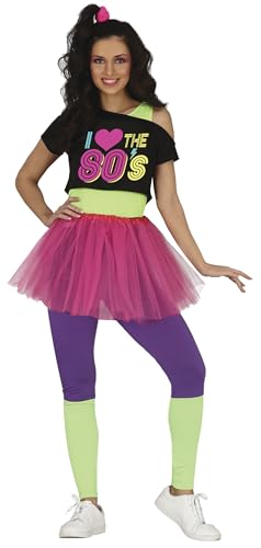 FIESTAS GUIRCA 80er Popstar Kostüm – Neon Outfit Pop Ikone Schlager Sängerin mit rosafarbenem Tutu für Karneval Fasching Damen Größe M 36-38 FIESTAS GUIRCA 80er Popstar Kostüm – Neon Outfit Pop Ikone Schlager Sängerin mit rosafarbenem Tutu für Karneval Fasching Damen Größe M 36-38 von FIESTAS GUIRCA